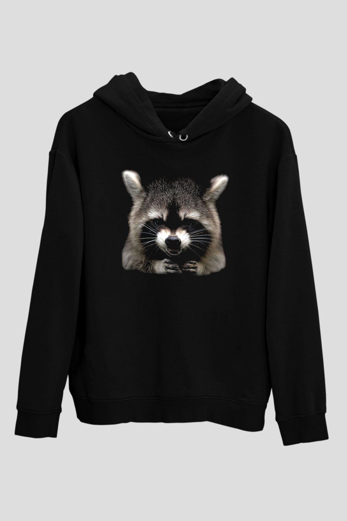 Rakun Siyah Unisex Hoodie