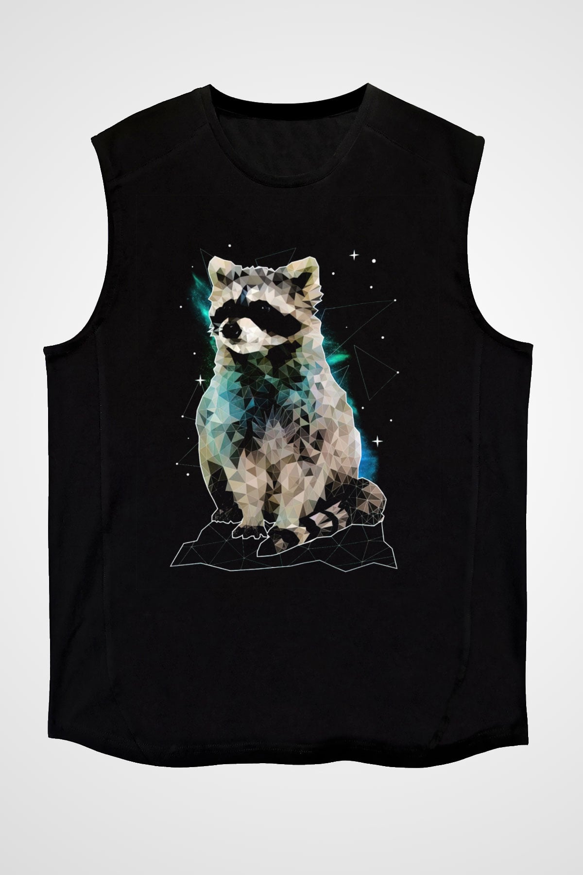 Rakun Siyah Unisex Kolsuz Tişört