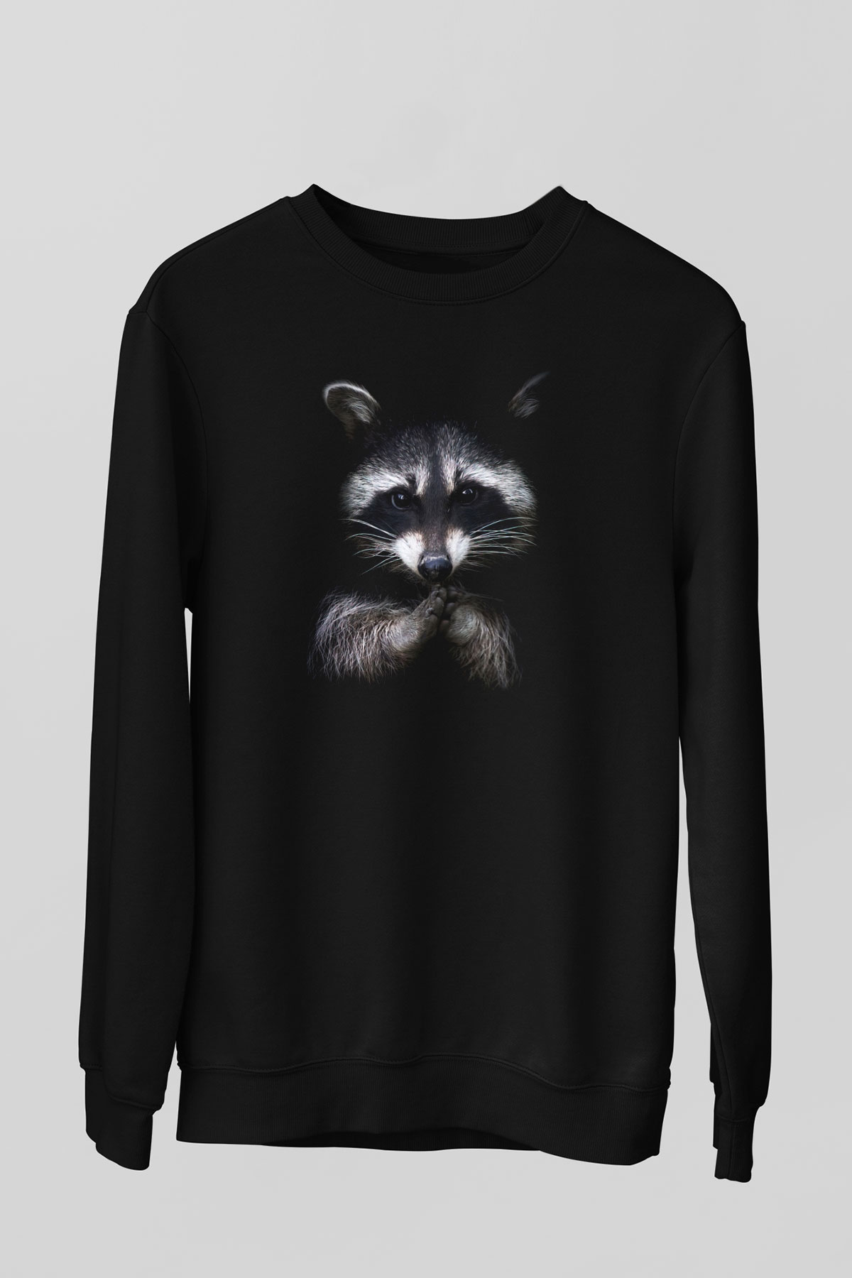 Rakun Siyah Unisex Sweatshirt