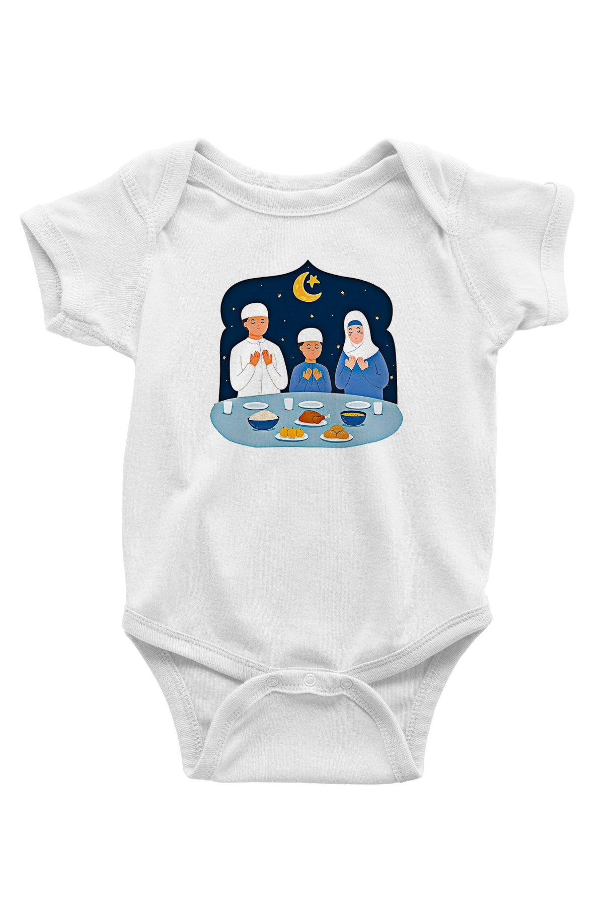 Ramazan Bayramı Baskılı Beyaz Unisex Bebek Body - Zıbın
