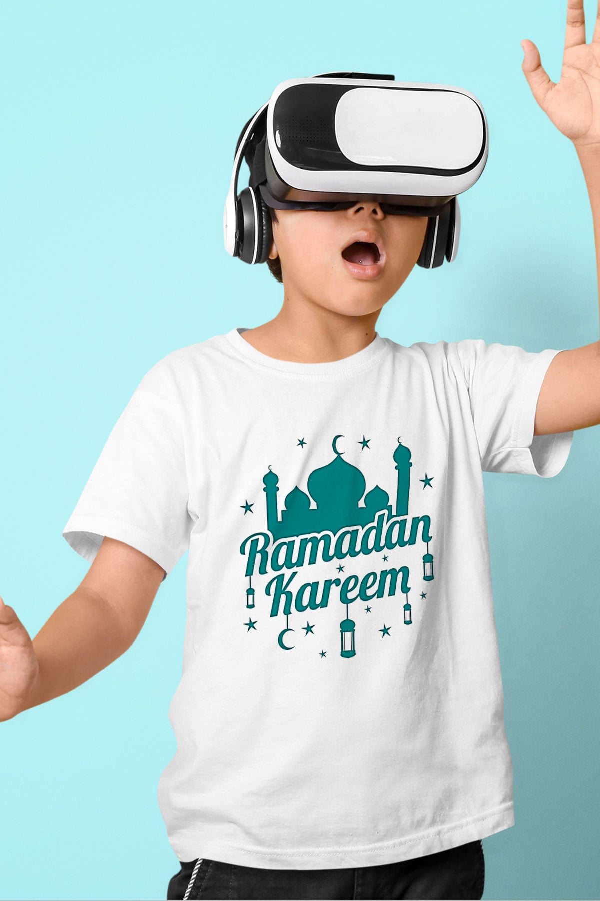 Ramazan Bayramı Baskılı Beyaz Unisex Beyaz Çocuk Tişört - Tshirt
