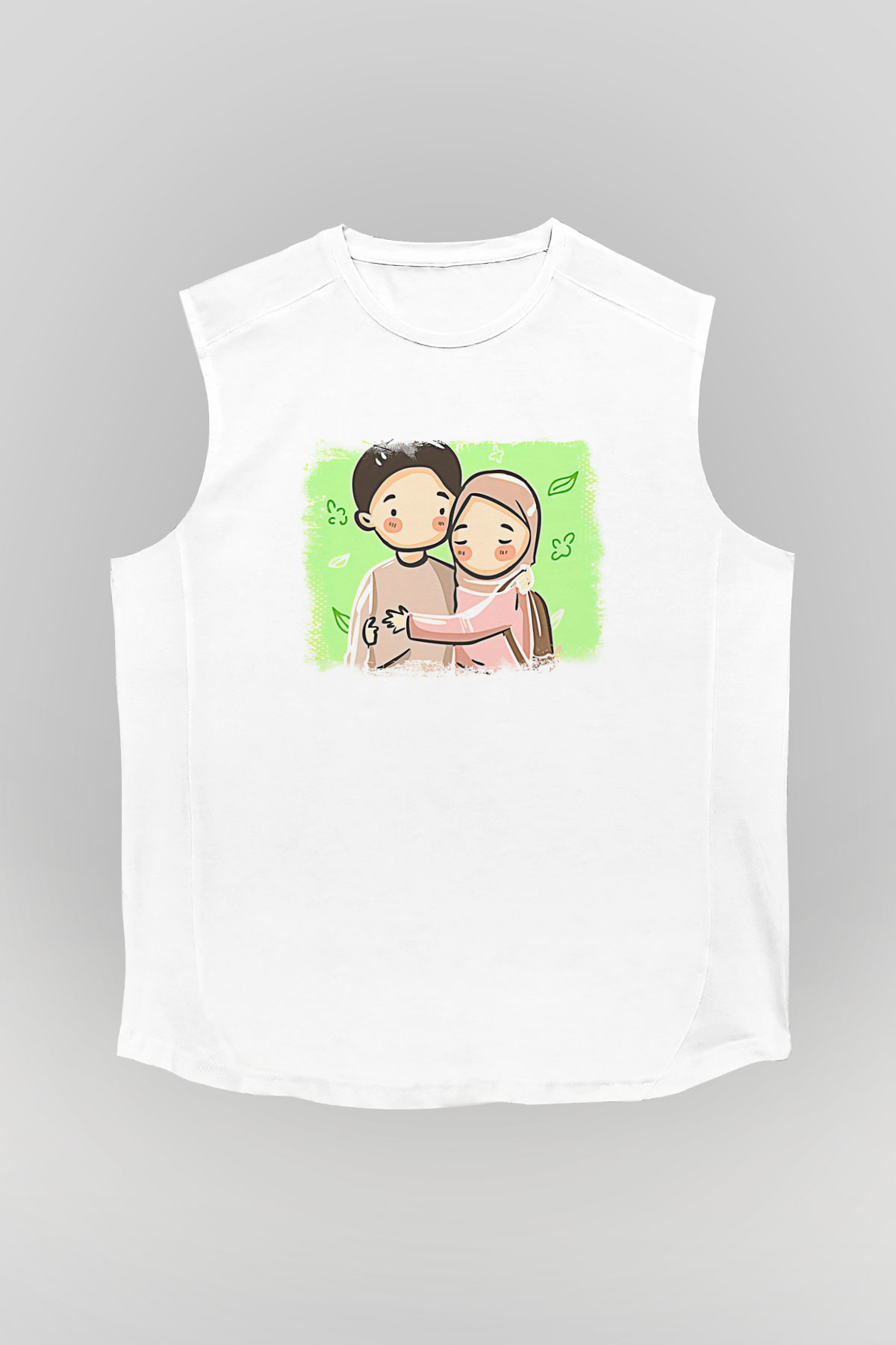 Ramazan Bayramı Baskılı Beyaz Unisex Kolsuz Tişört - Tshirt