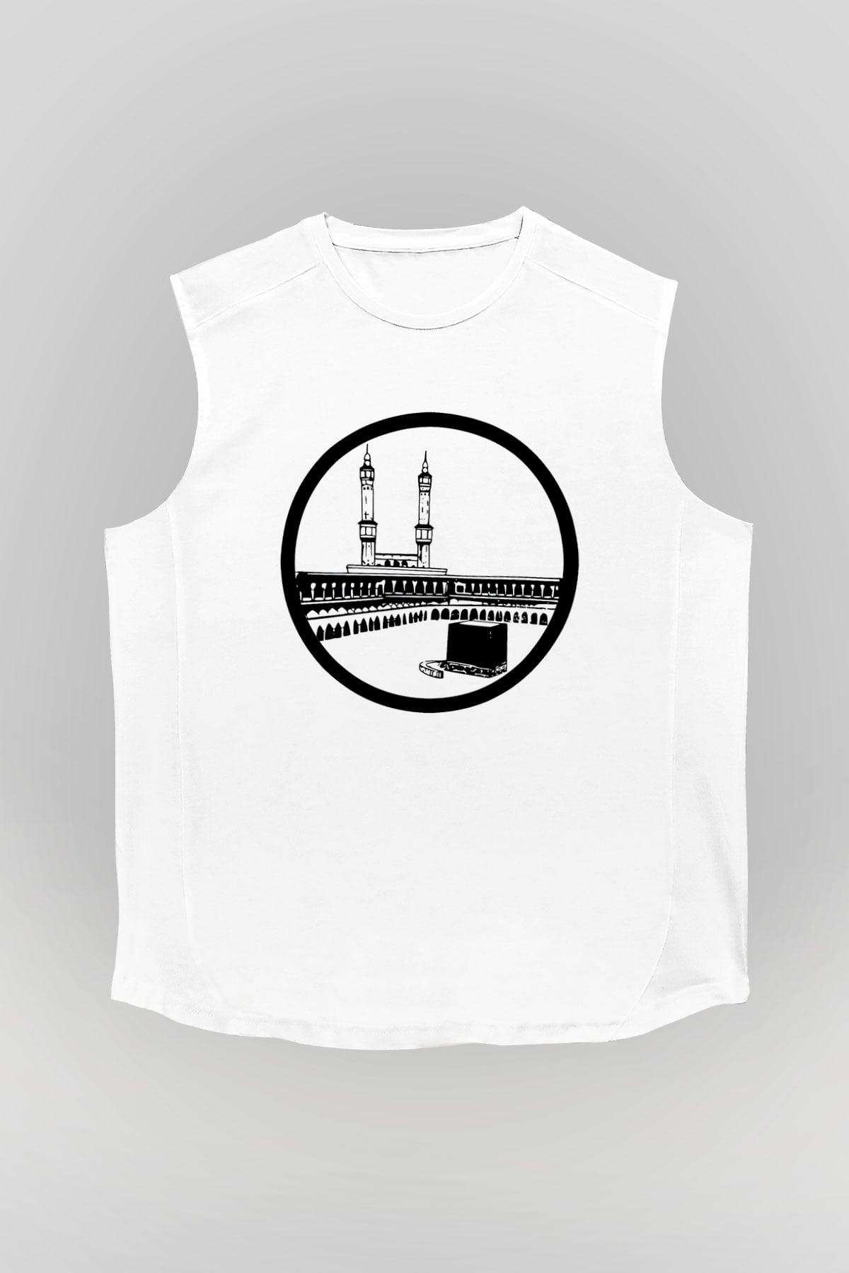 Ramazan Bayramı Baskılı Beyaz Unisex Kolsuz Tişört - Tshirt