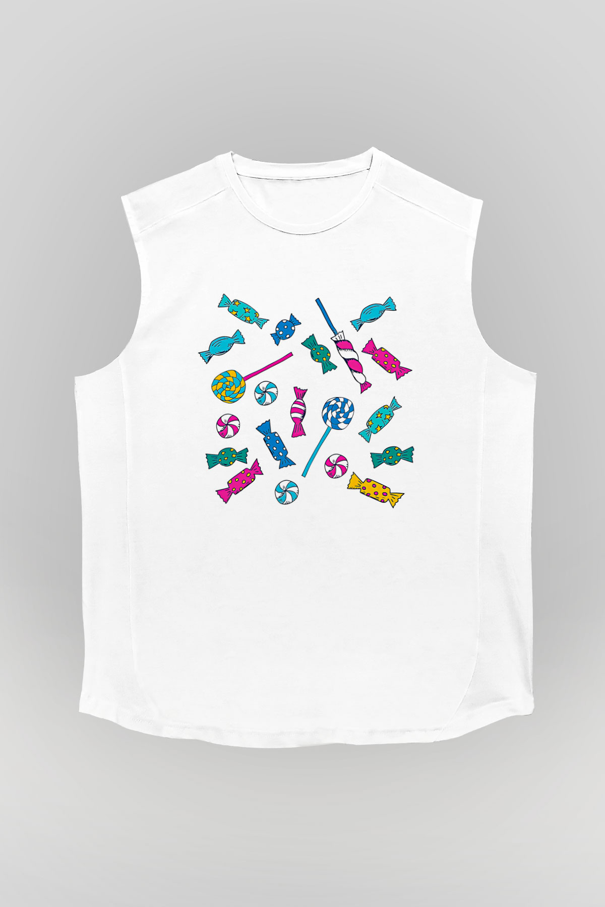 Ramazan Bayramı Baskılı Beyaz Unisex Kolsuz Tişört - Tshirt