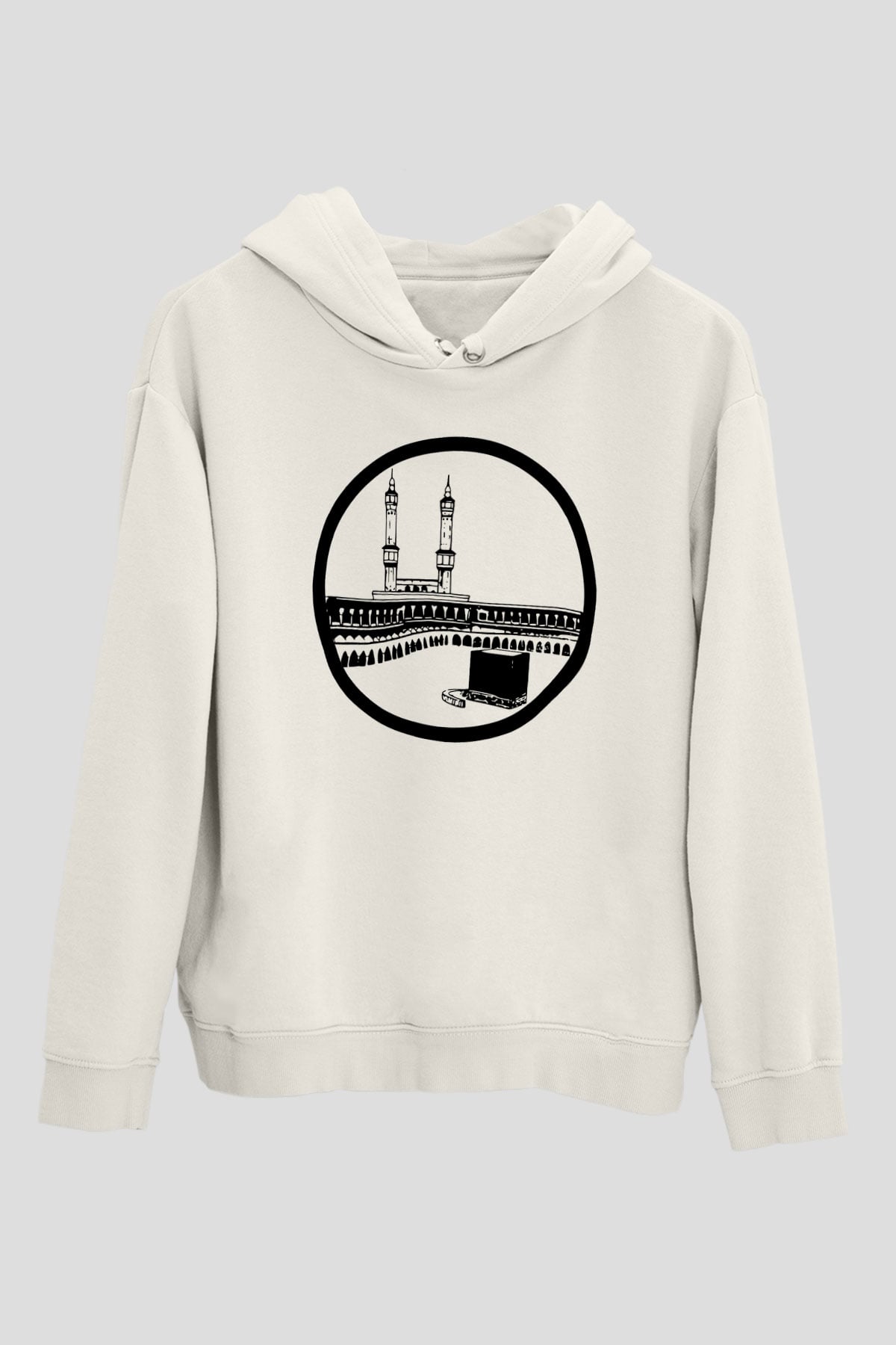 Ramazan Bayramı Baskılı Beyaz Unisex Kapüşonlu Sweatshirt