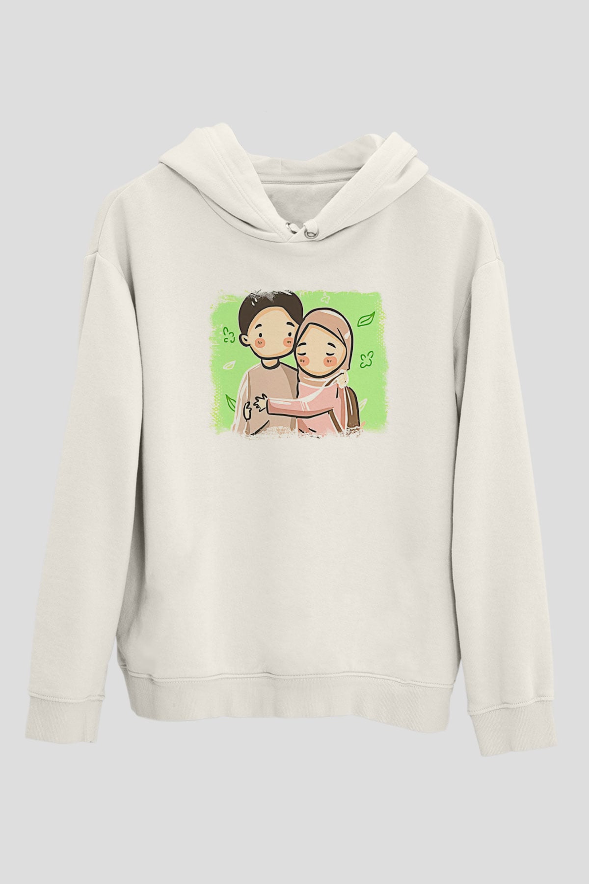 Ramazan Bayramı Baskılı Beyaz Unisex Kapüşonlu Sweatshirt