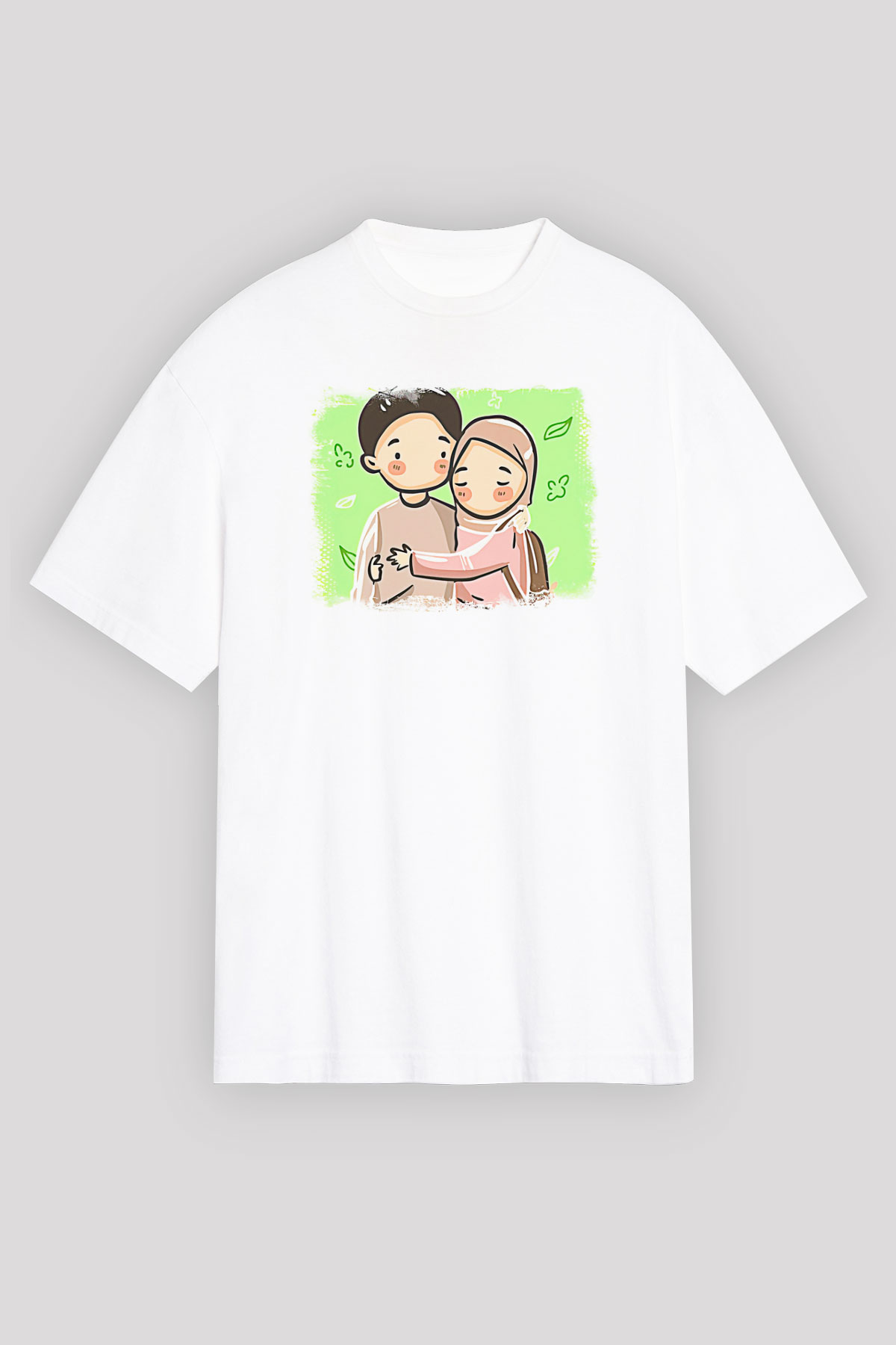 Ramazan Bayramı Baskılı Beyaz Unisex Oversize Tişört - Tshirt
