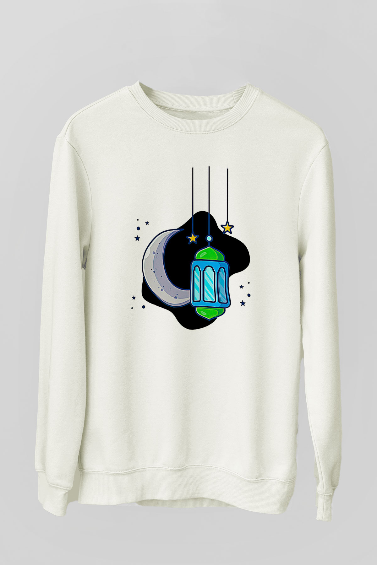 Ramazan Bayramı Baskılı Beyaz Unisex Sweatshirt