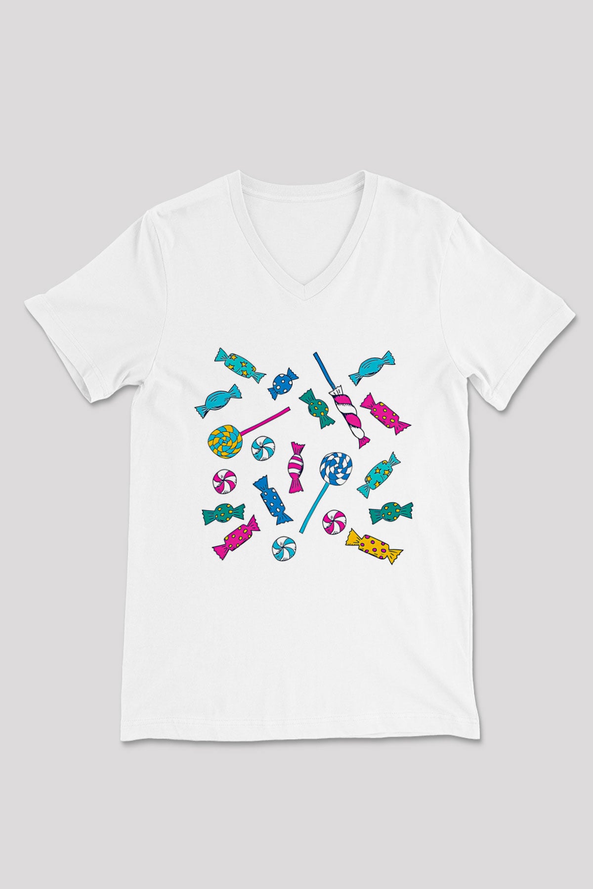 Ramazan Bayramı Baskılı Beyaz Unisex V Yaka Tişört - Tshirt
