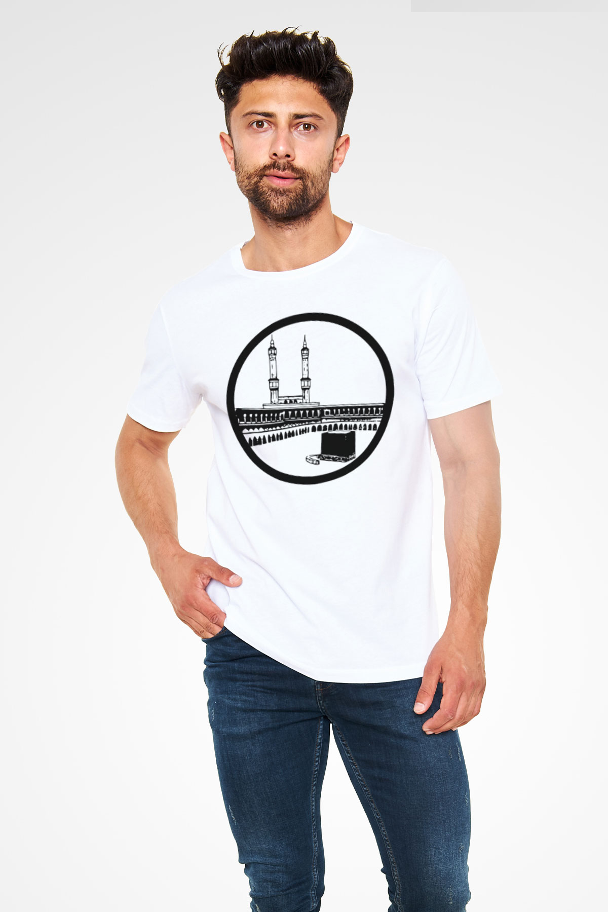 Ramazan Bayramı Baskılı Unisex Beyaz Tişört - Tshirt