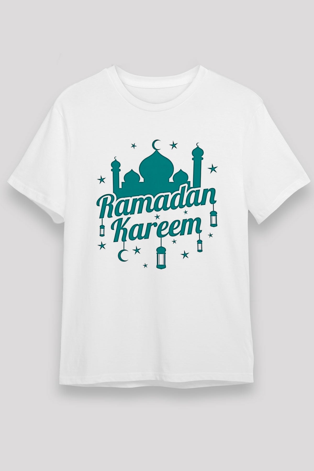Ramazan Bayramı Baskılı Unisex Beyaz Tişört - Tshirt