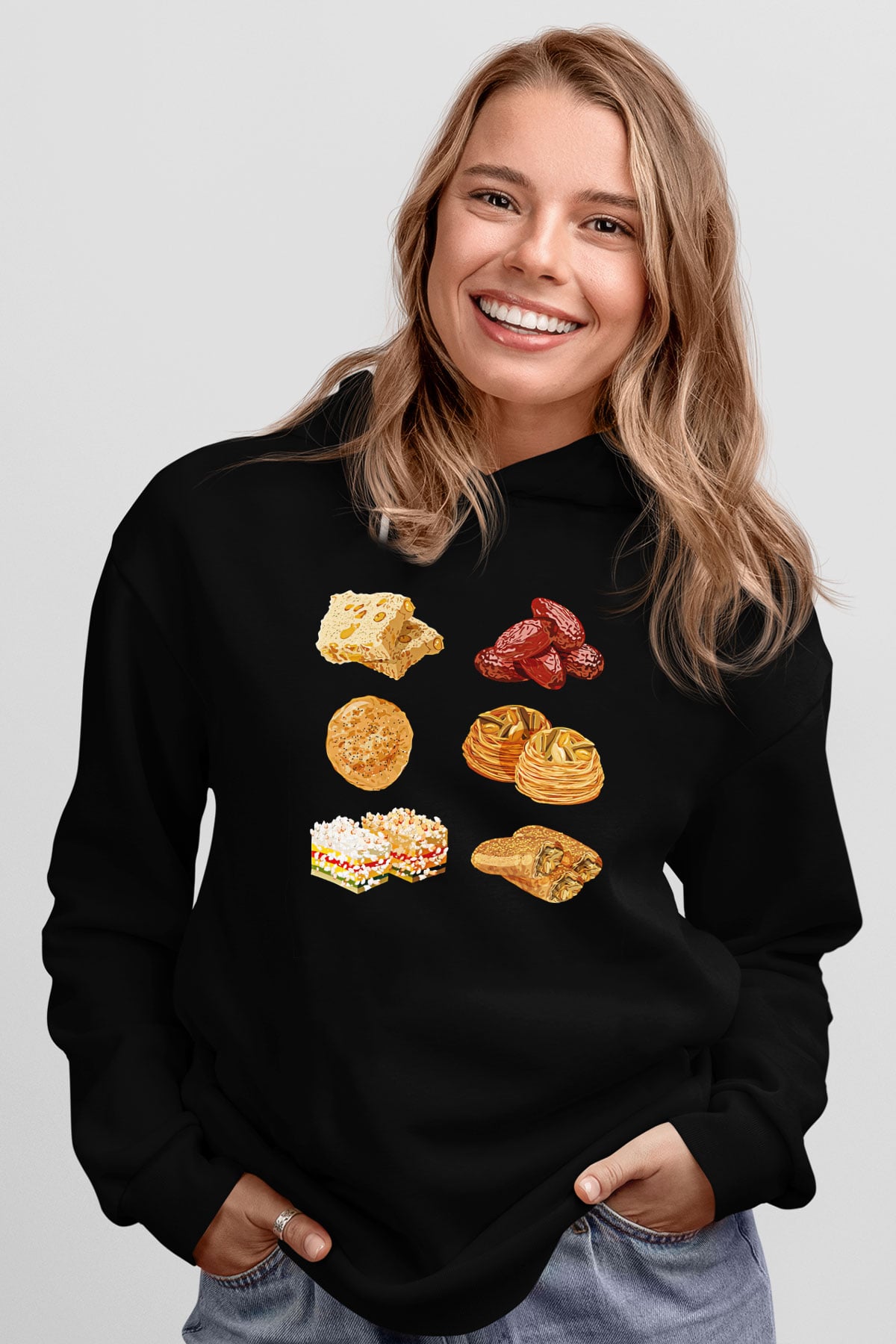 Ramazan Bayramı Baskılı Unisex Siyah Hoodie