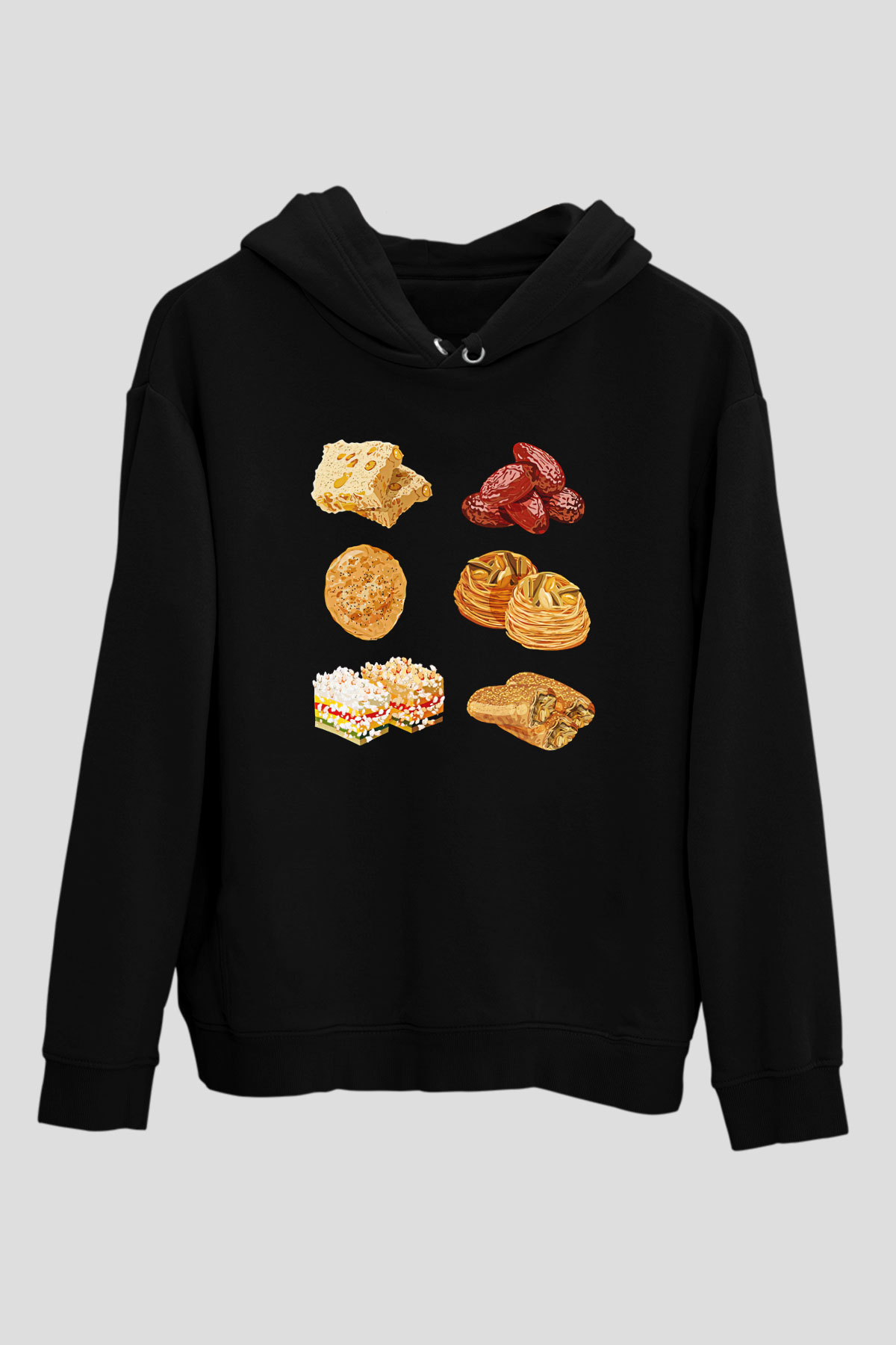 Ramazan Bayramı Baskılı Unisex Siyah Hoodie