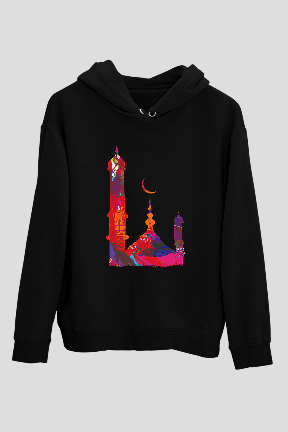 Ramazan Bayramı Baskılı Unisex Siyah Hoodie