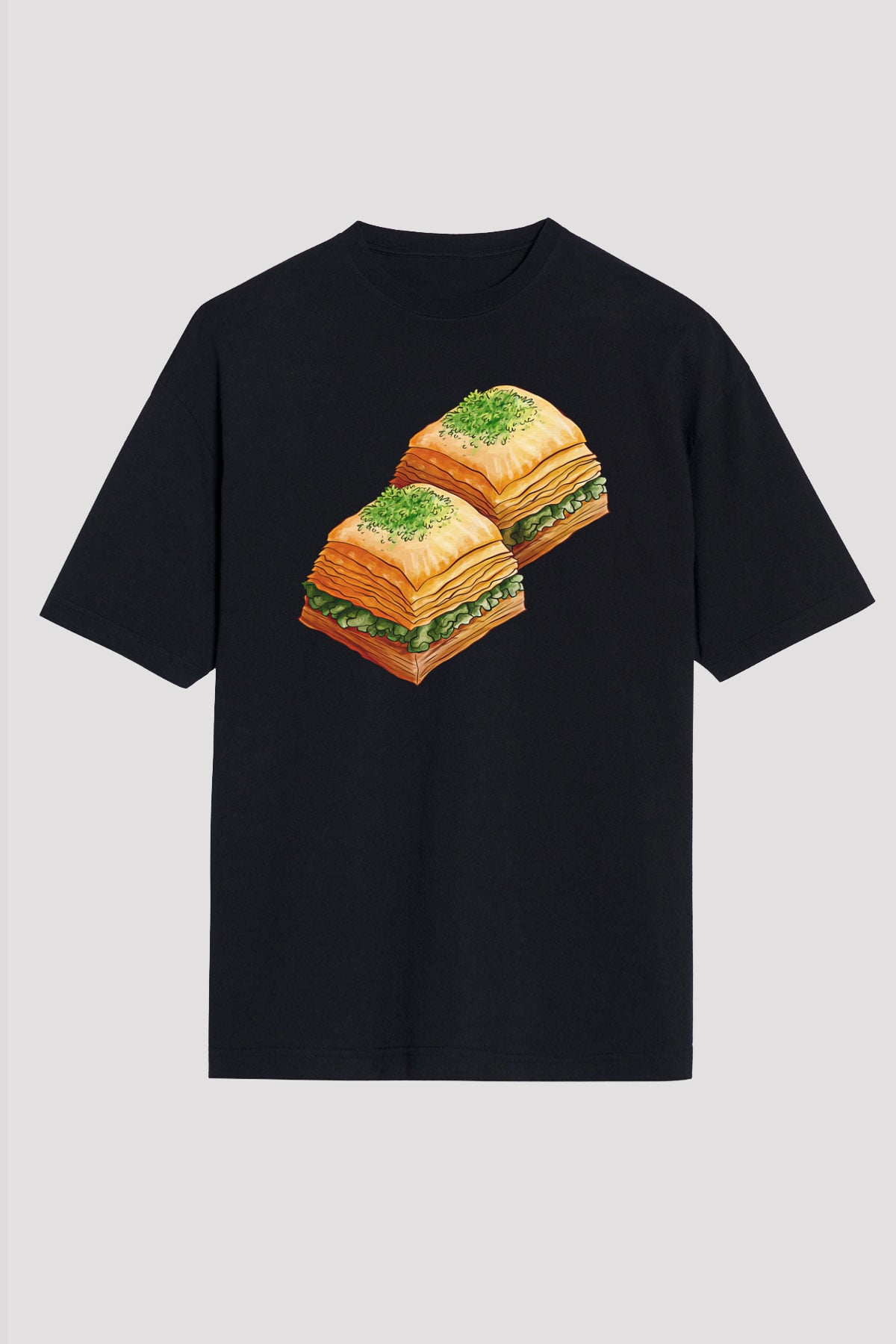 Ramazan Bayramı Baskılı Unisex Siyah Oversize Tişört - Tshirt
