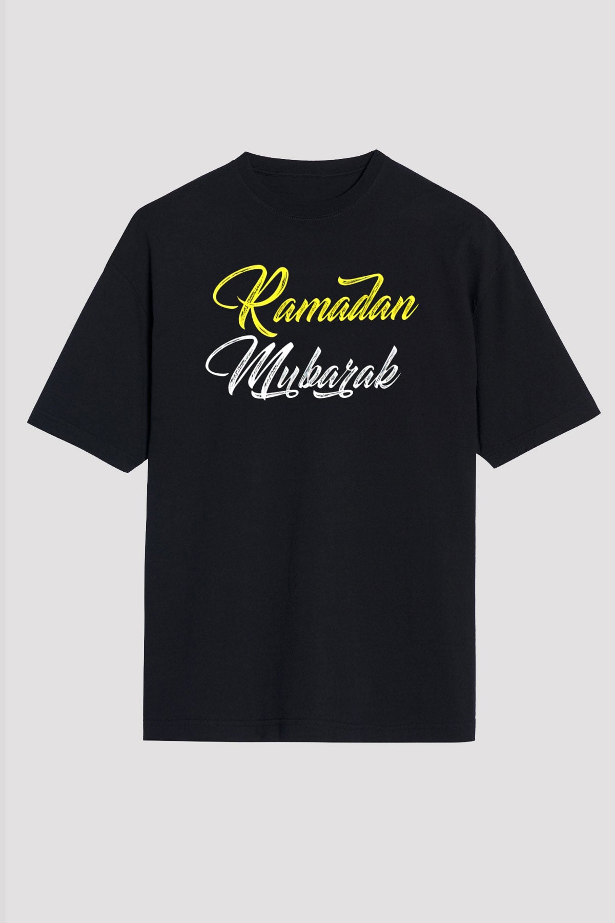 Ramazan Bayramı Baskılı Unisex Siyah Oversize Tişört - Tshirt