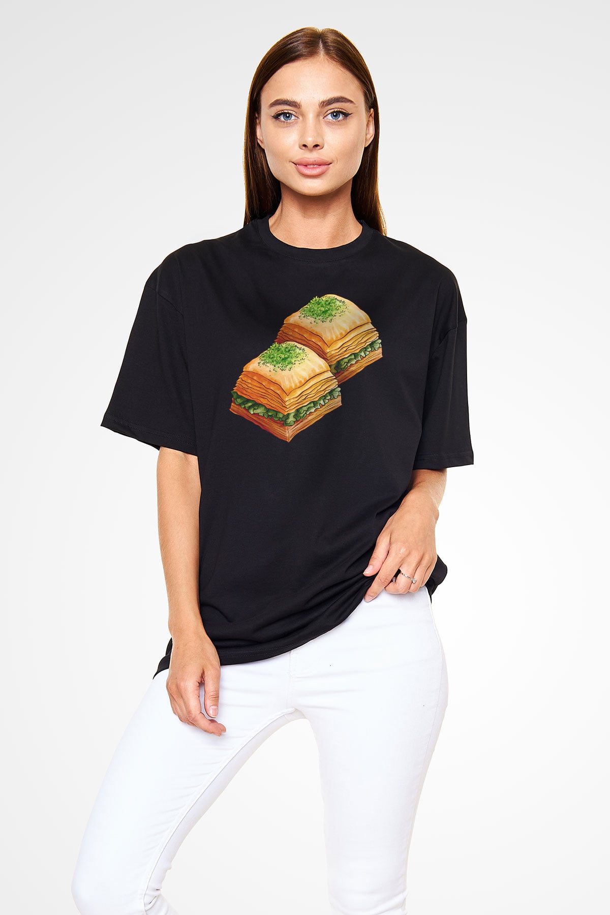 Ramazan Bayramı Baskılı Unisex Siyah Oversize Tişört - Tshirt
