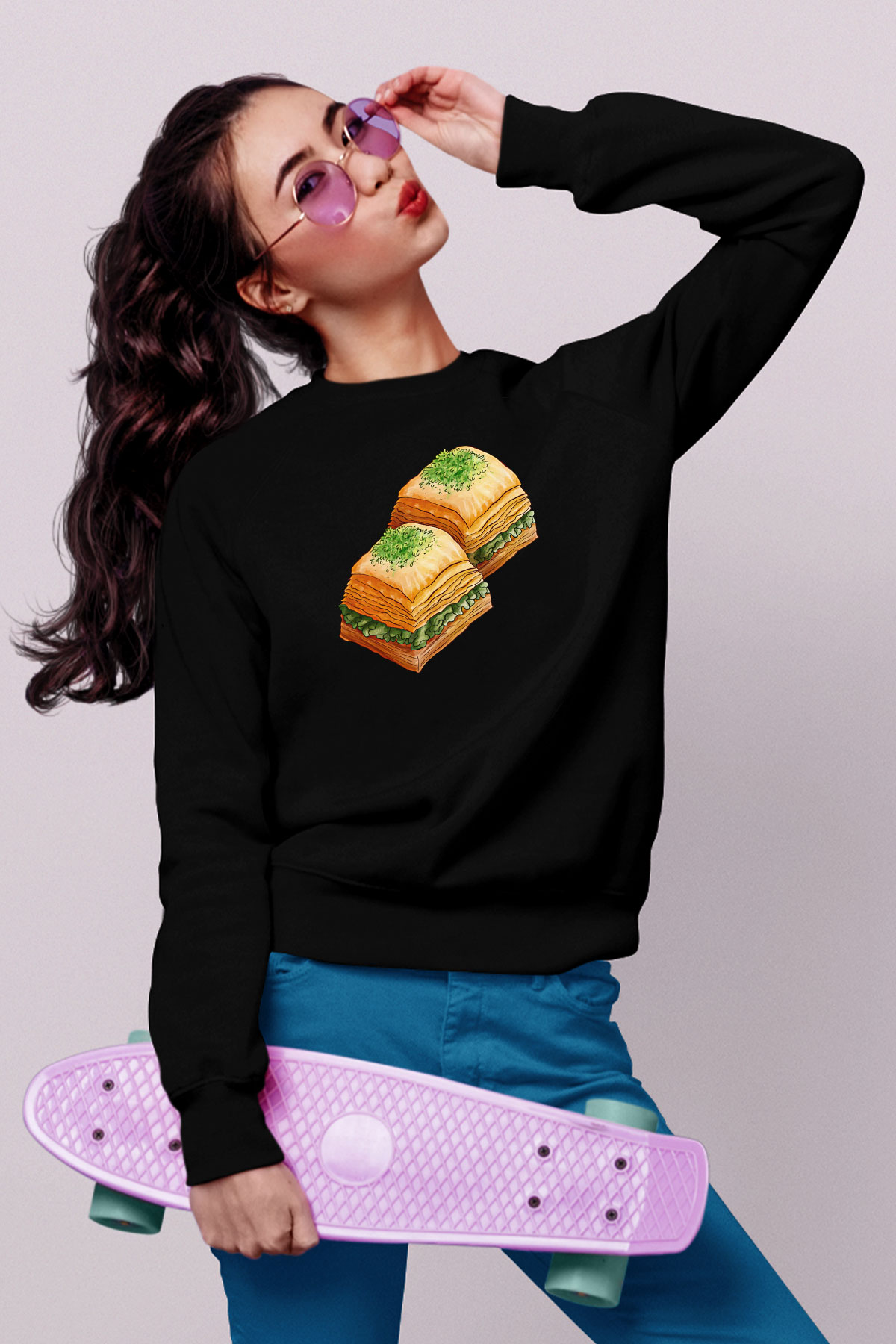 Ramazan Bayramı Baskılı Unisex Siyah Sweatshirt