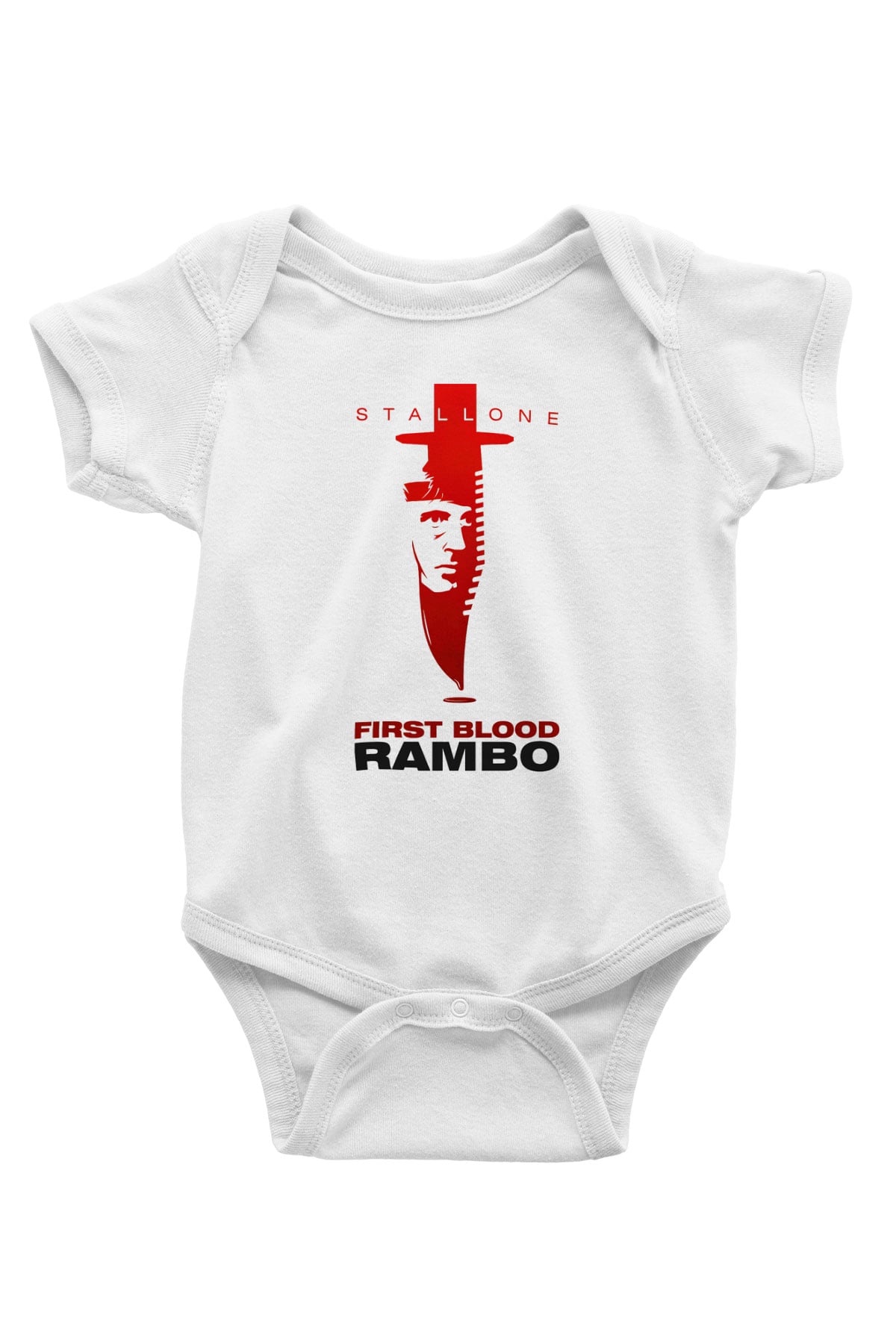 Rambo Baskılı Beyaz Unisex Bebek Body - Zıbın