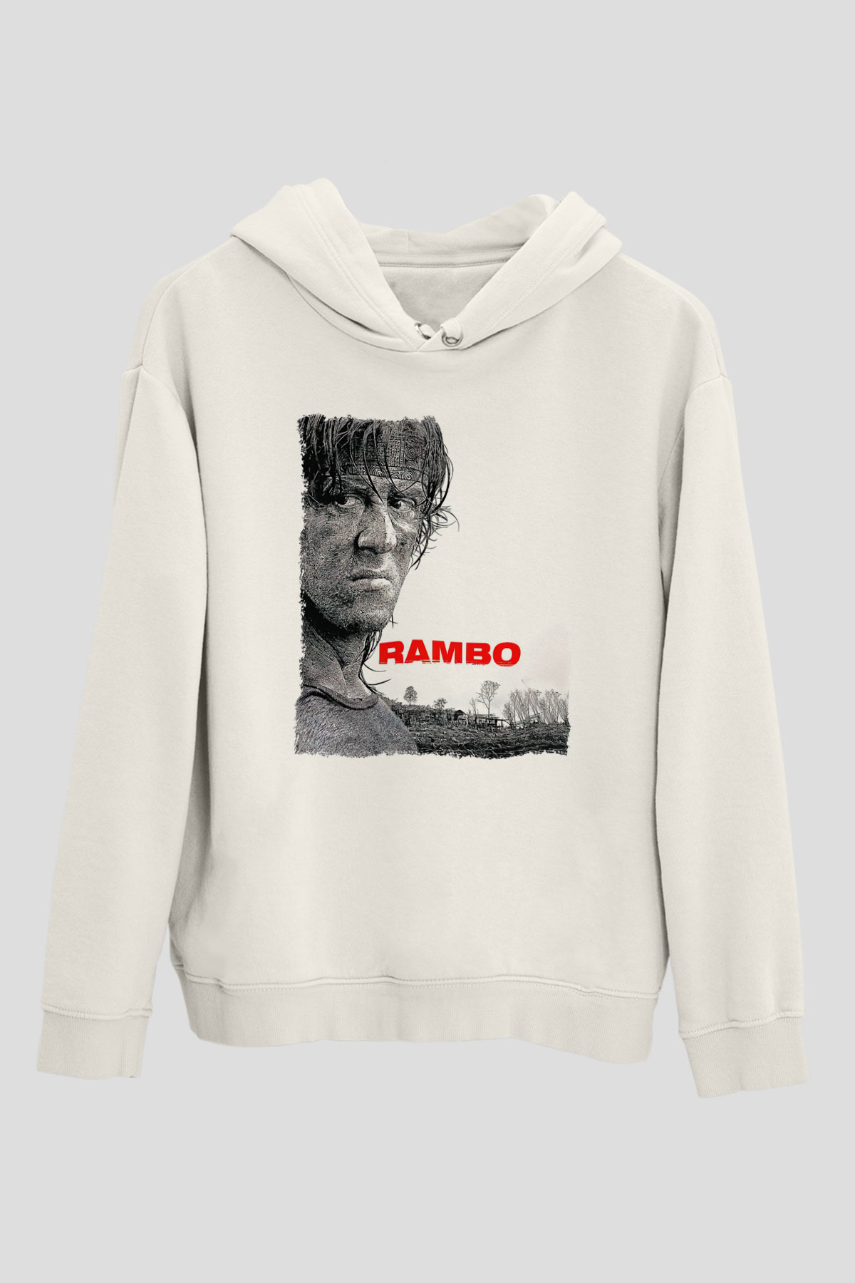 Rambo Beyaz Unisex Hoodie