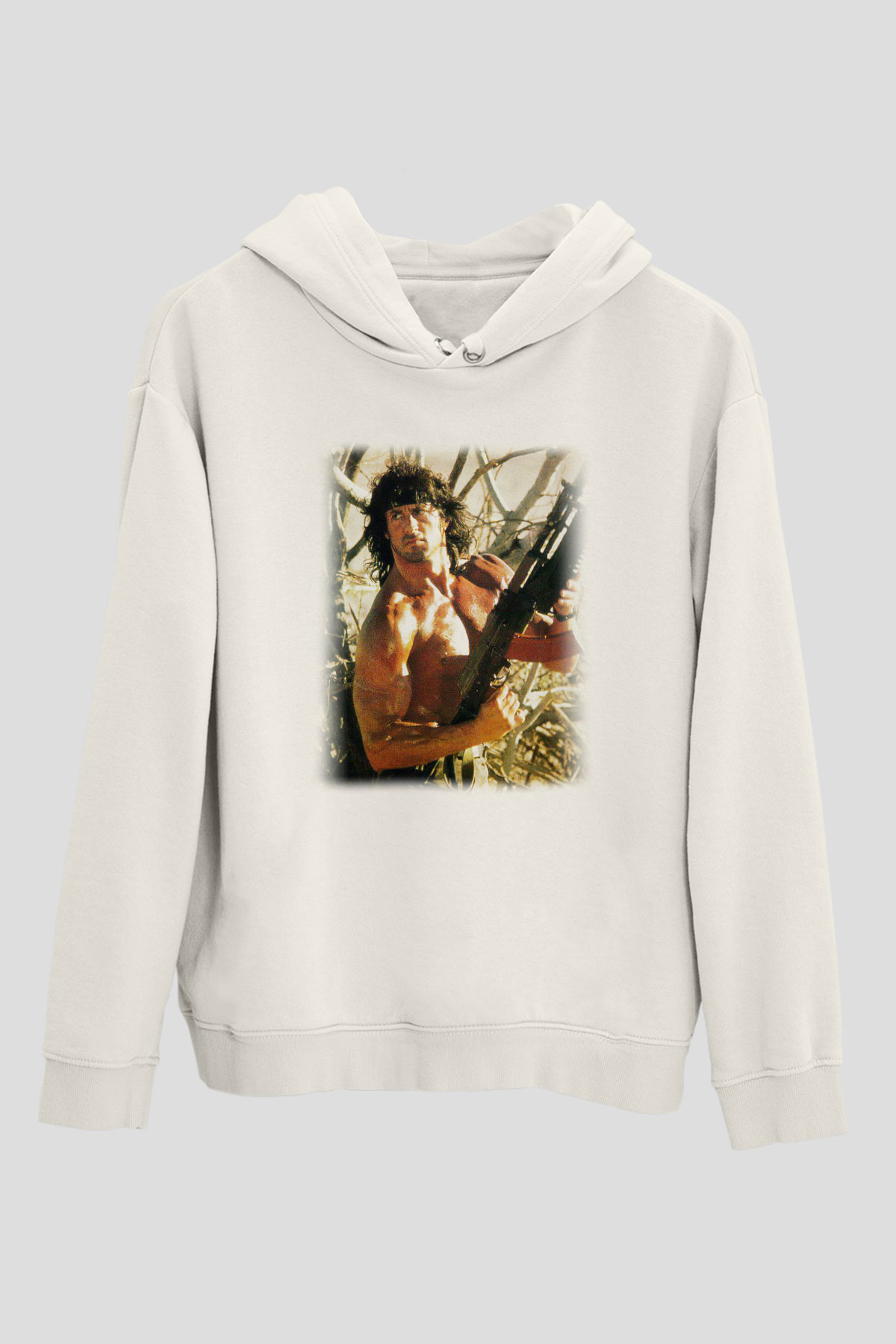 Rambo Beyaz Unisex Hoodie
