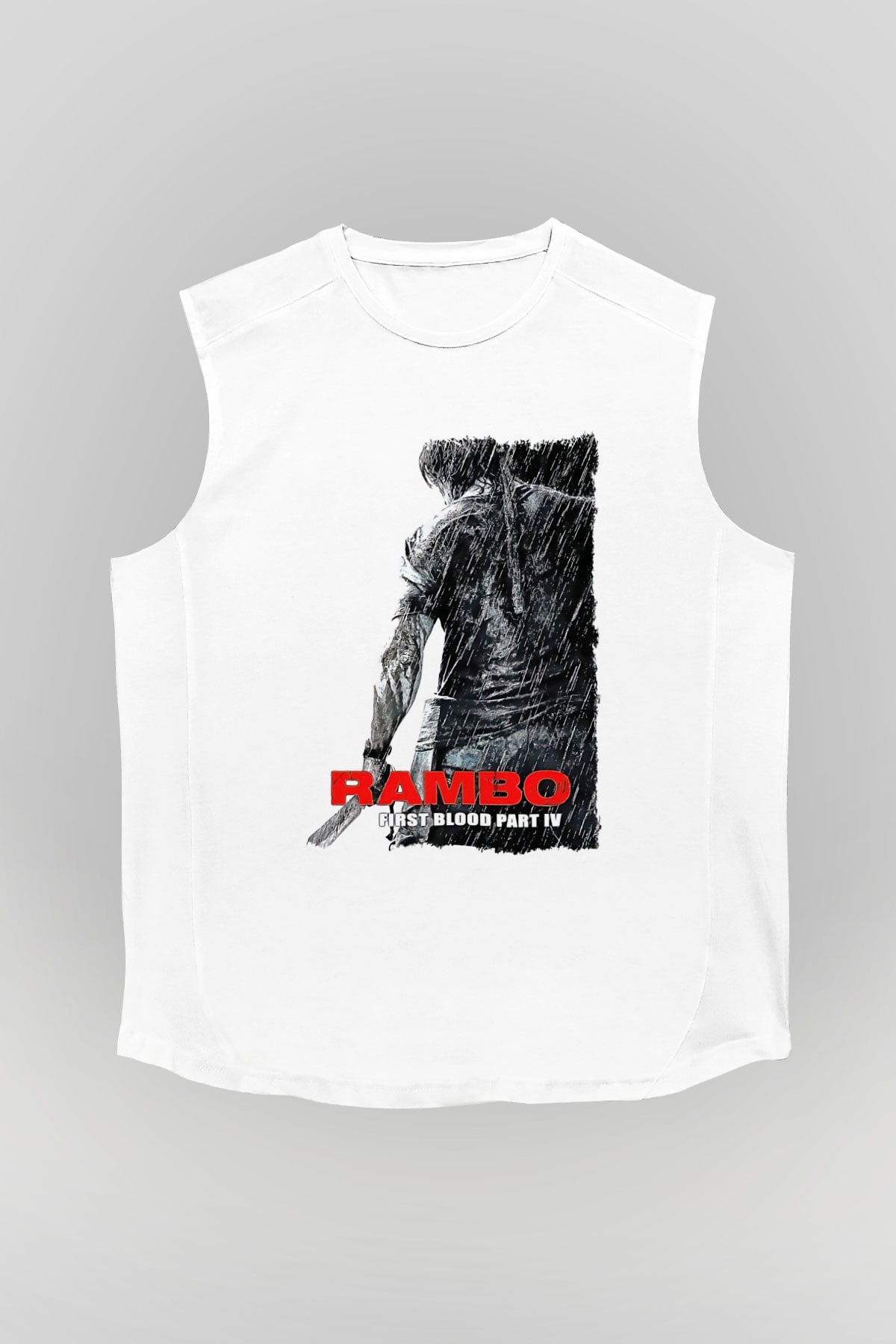 Rambo Beyaz Unisex Kolsuz Tişört