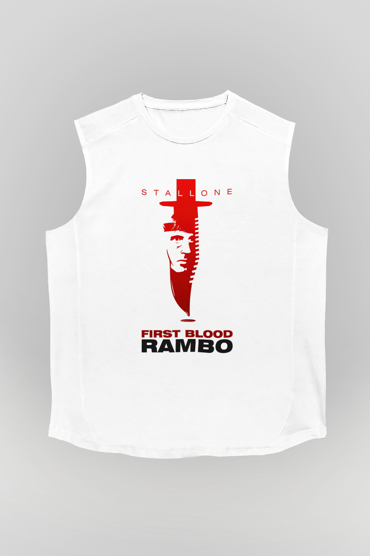 Rambo Beyaz Unisex Kolsuz Tişört