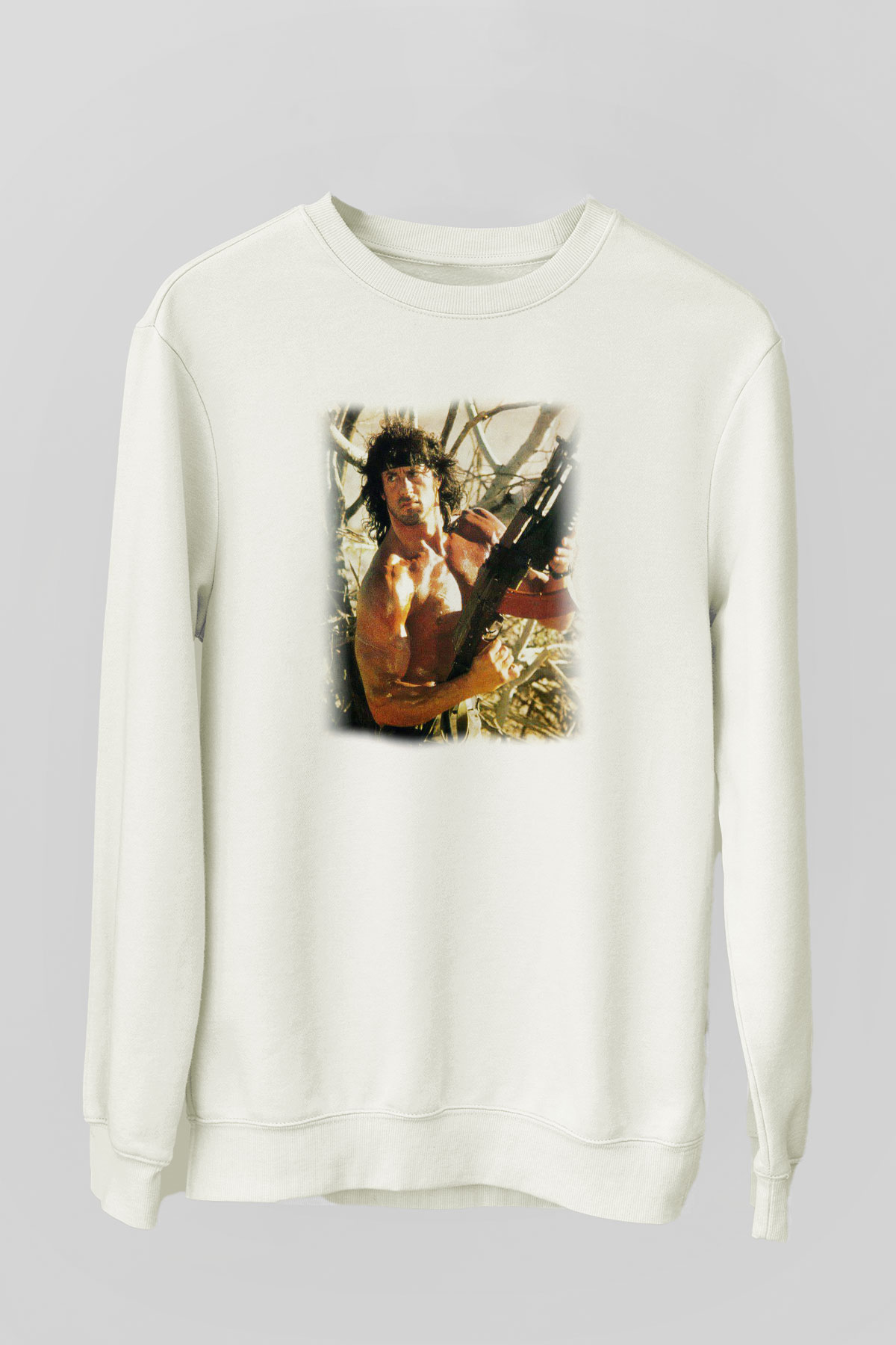 Rambo Beyaz Unisex Sweatshirt