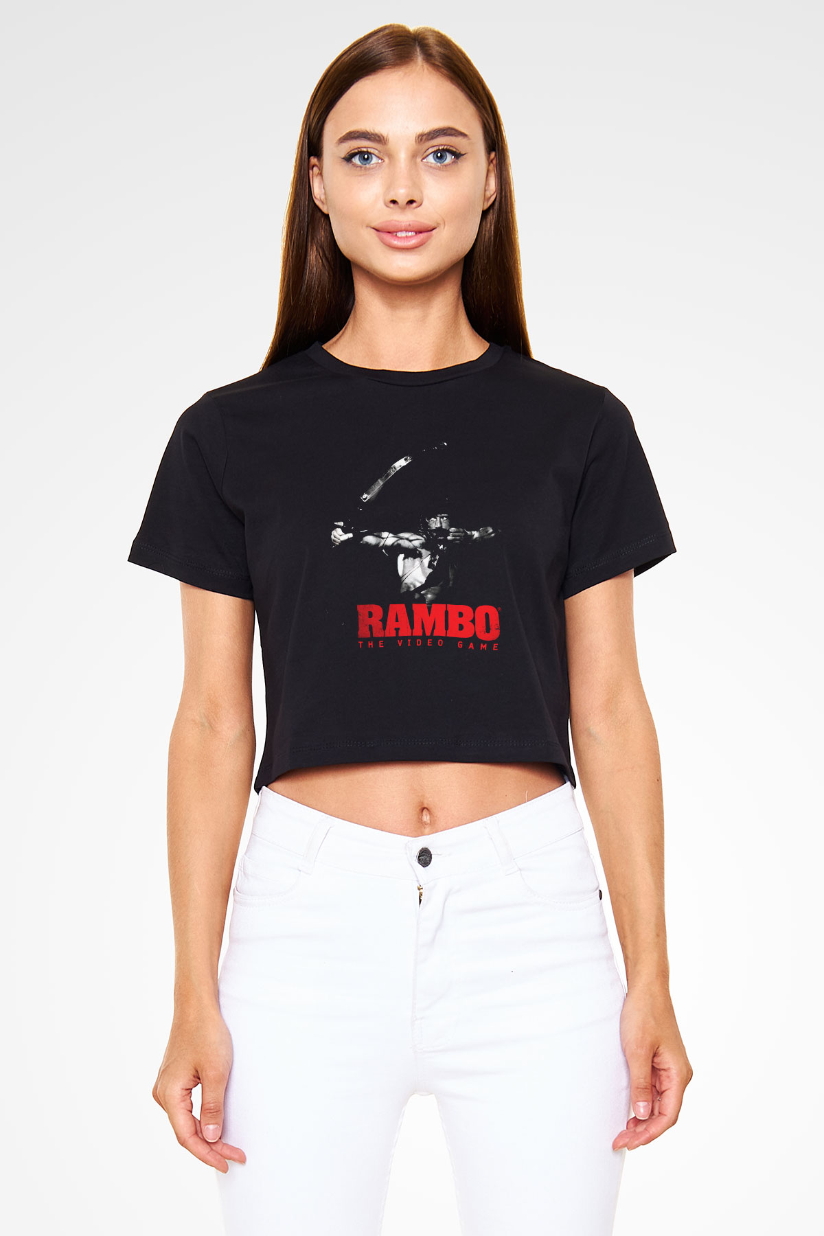 Rambo Siyah Crop Top Tişört