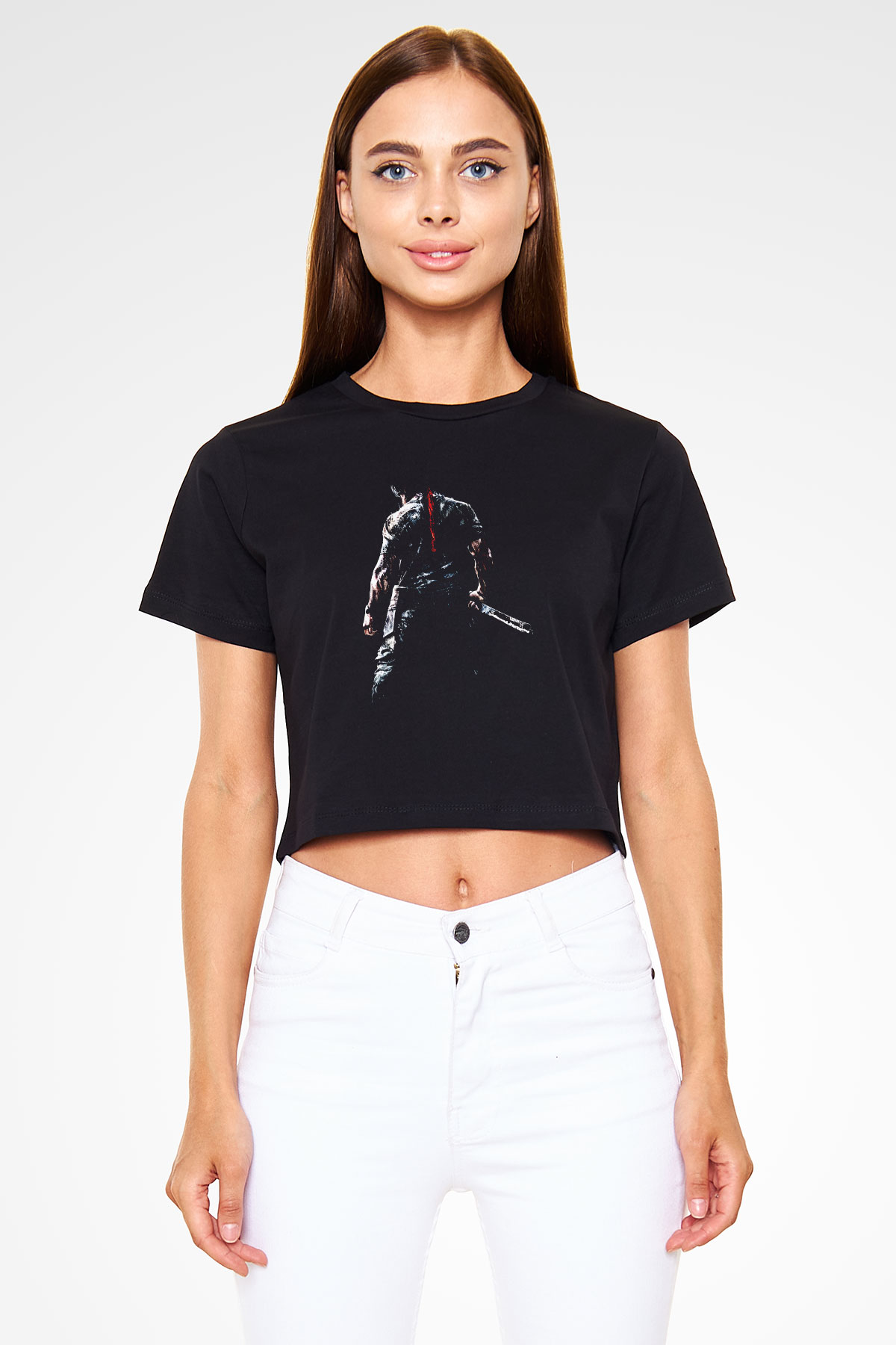Rambo Siyah Crop Top Tişört