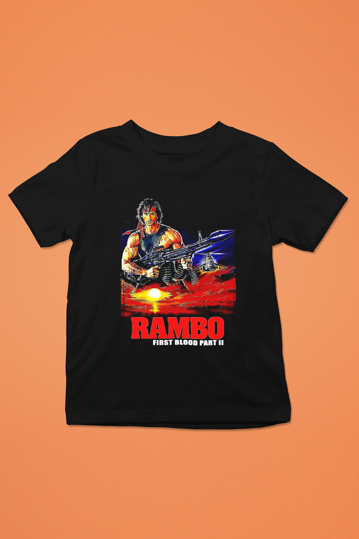 Rambo Siyah Unisex  Çocuk Tişört
