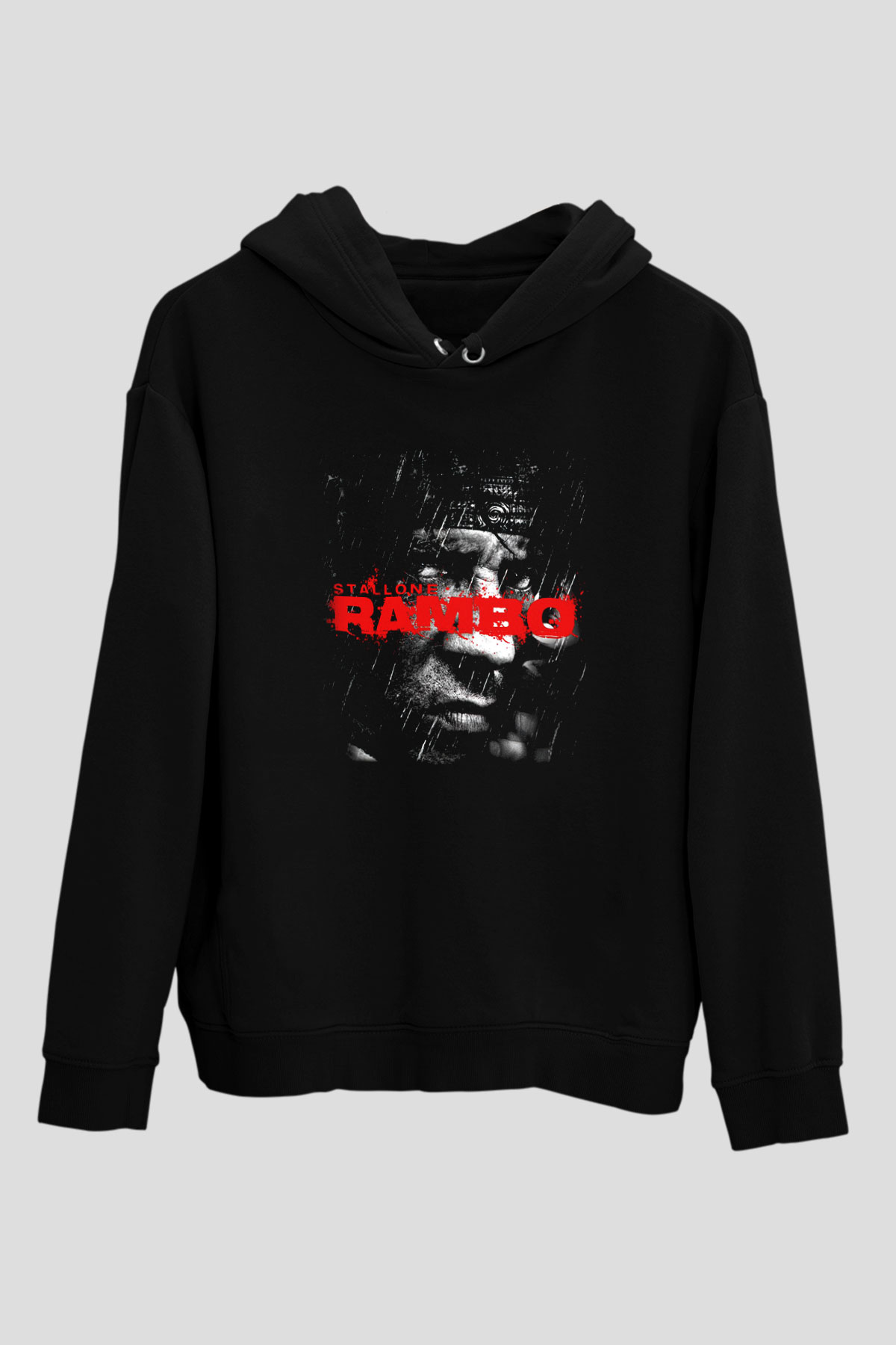 Rambo Siyah Unisex Kapüşonlu Sweatshirt