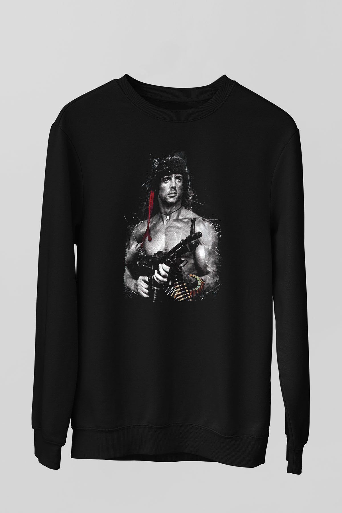 Rambo Siyah Unisex Sweatshirt