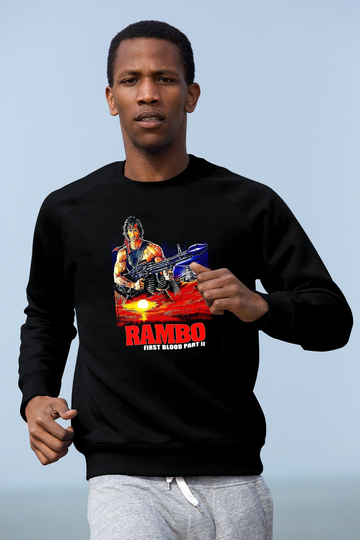 Rambo Siyah Unisex  Sweatshirt