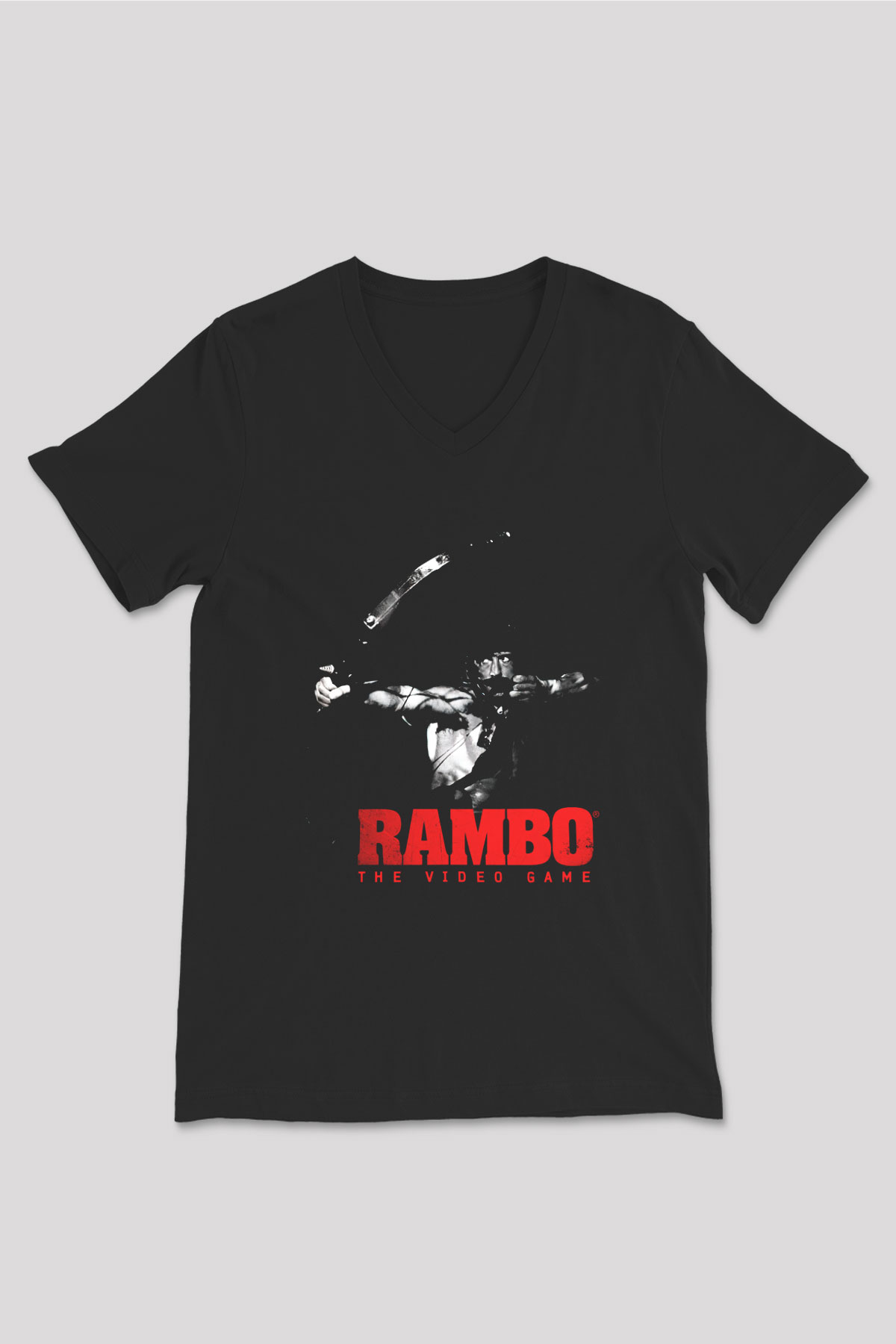 Rambo Siyah Unisex V Yaka Tişört T-Shirt