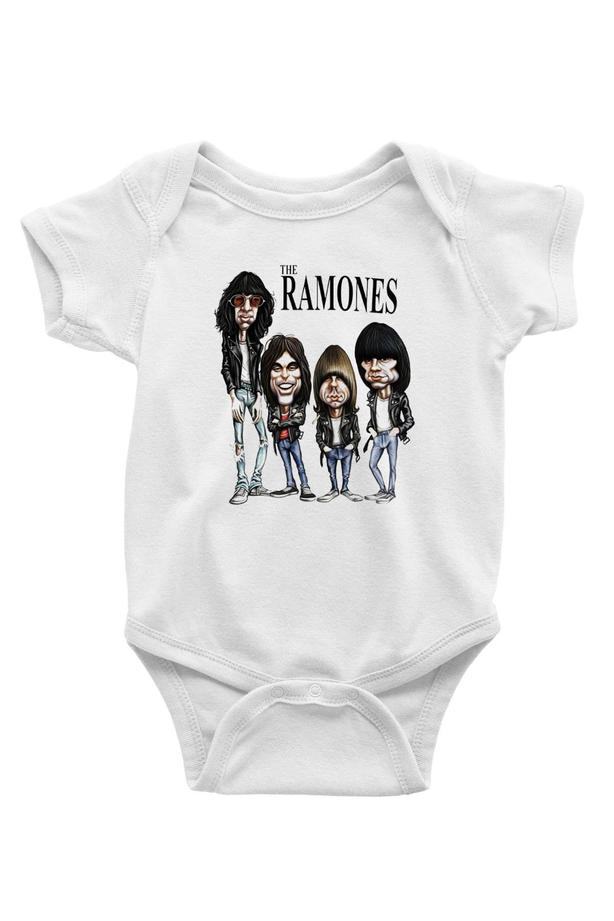 Ramones Baskılı Beyaz Unisex Bebek Body - Zıbın