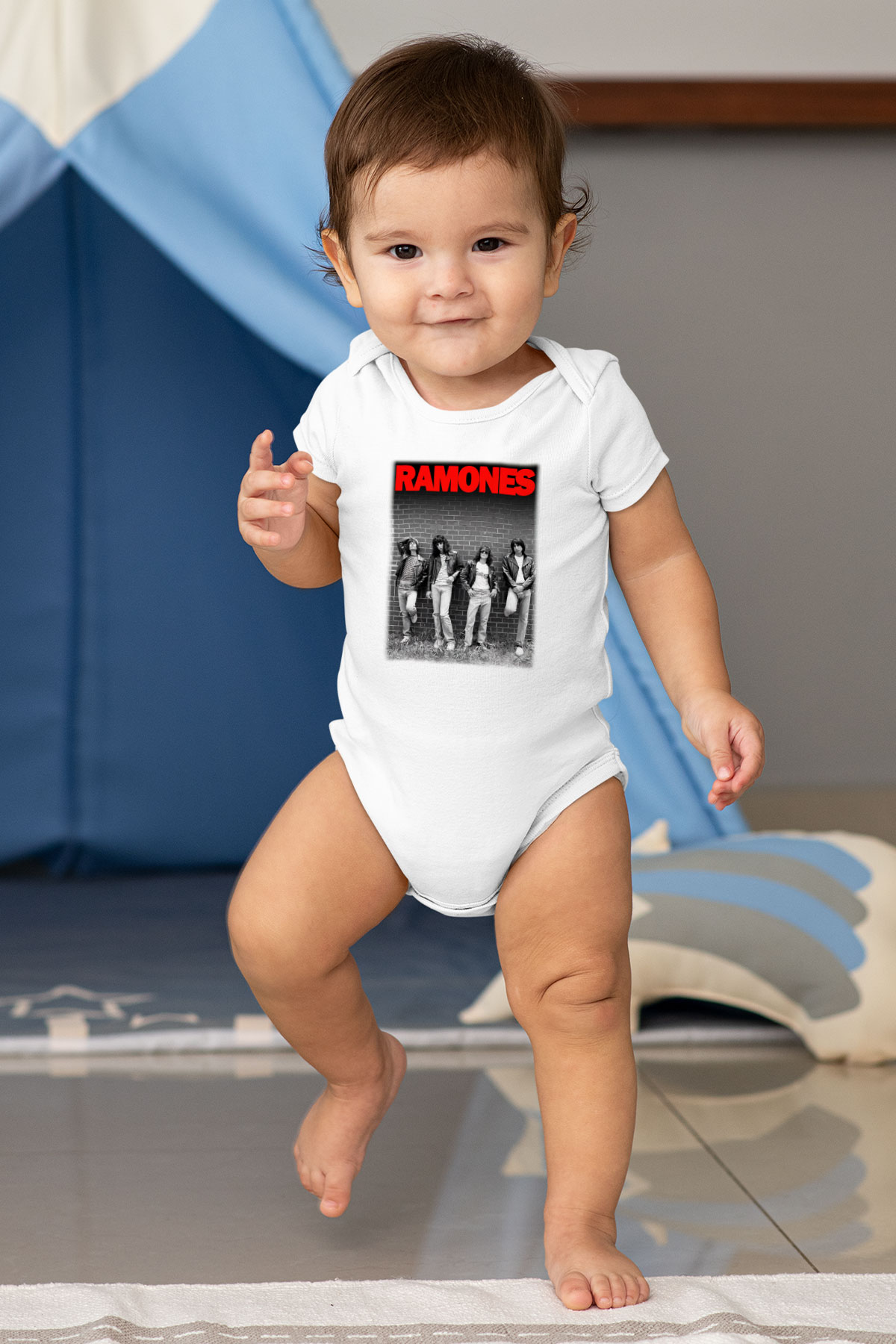 Ramones Baskılı Beyaz Unisex Bebek Body - Zıbın