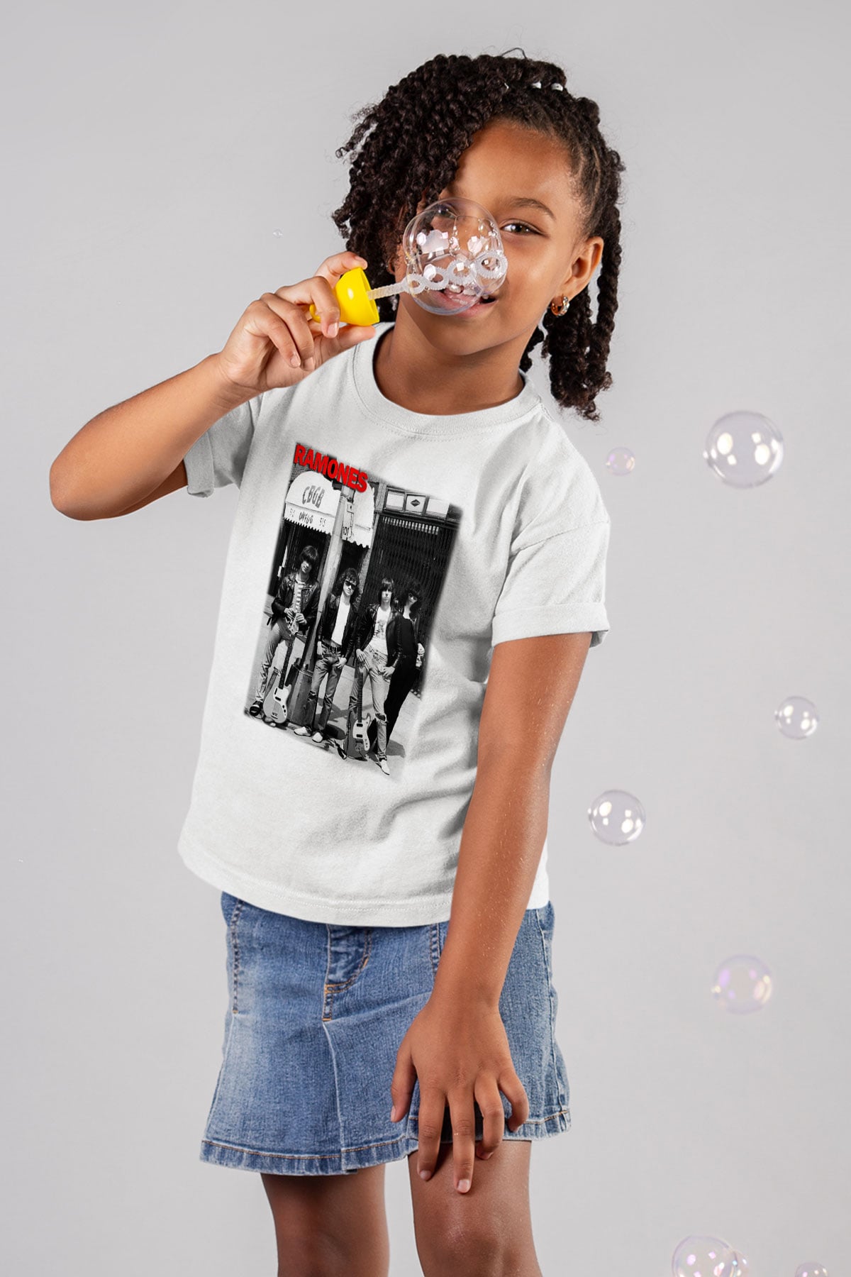 Ramones Baskılı Beyaz Unisex Çocuk Tişört