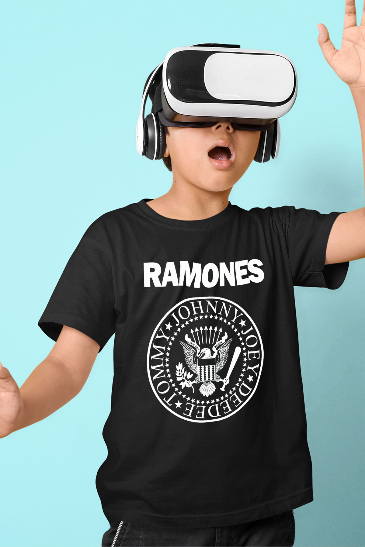 Ramones Baskılı Siyah Unisex Çocuk Tişört