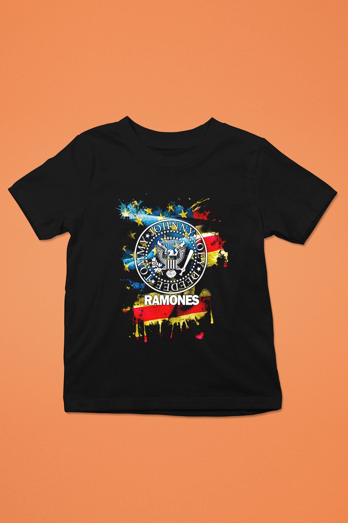 Ramones Baskılı Siyah Unisex Çocuk Tişört