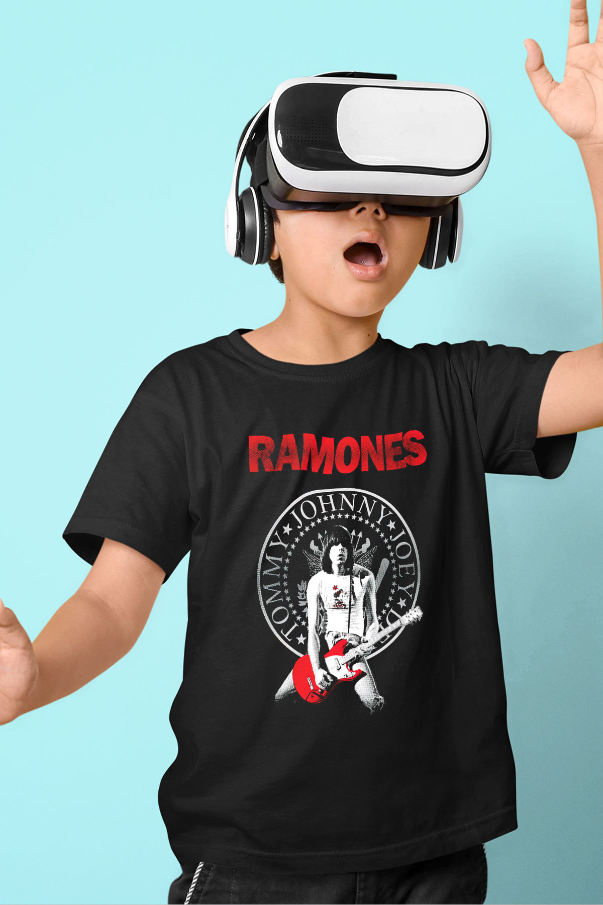 Ramones Baskılı Siyah Unisex Çocuk Tişört