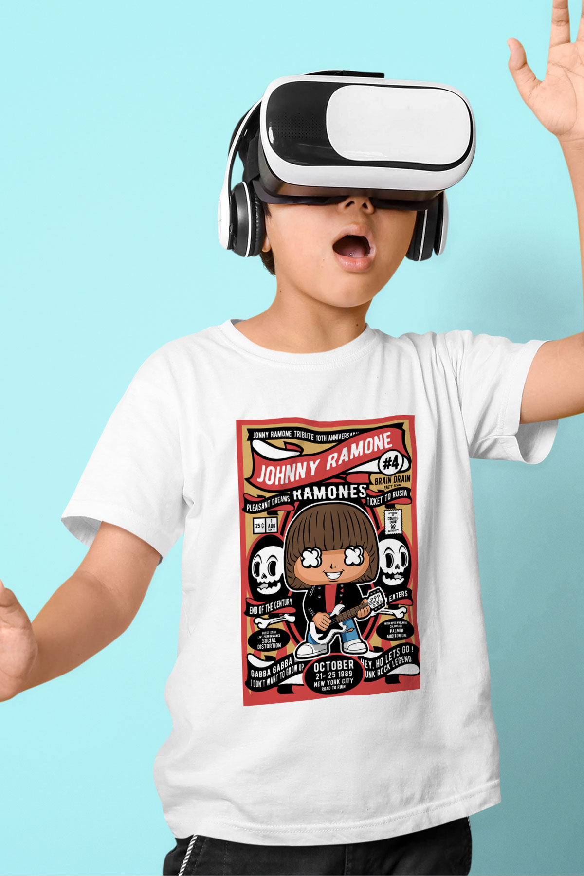 Ramones Baskılı Unisex Beyaz Çocuk Tişört