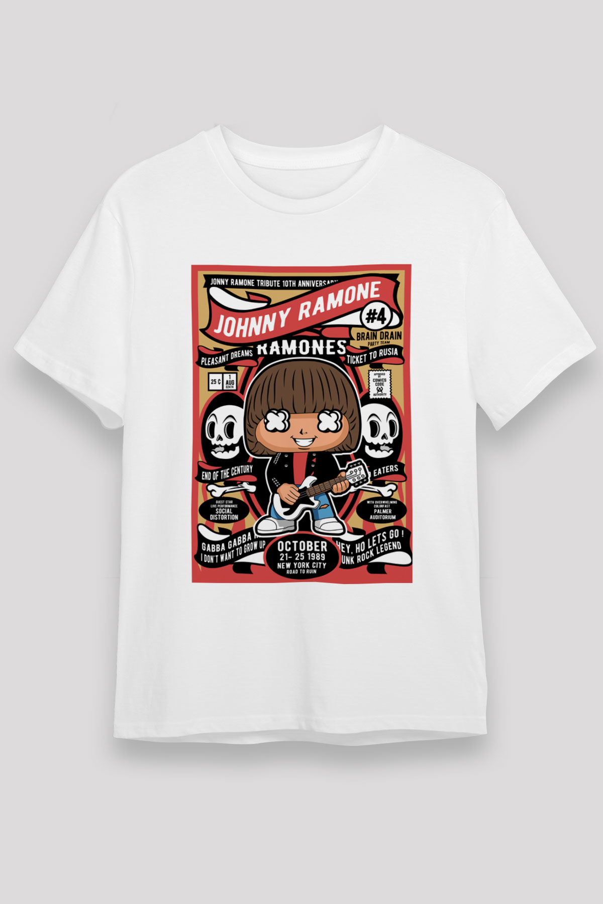 Ramones Baskılı Unisex Beyaz Tişört