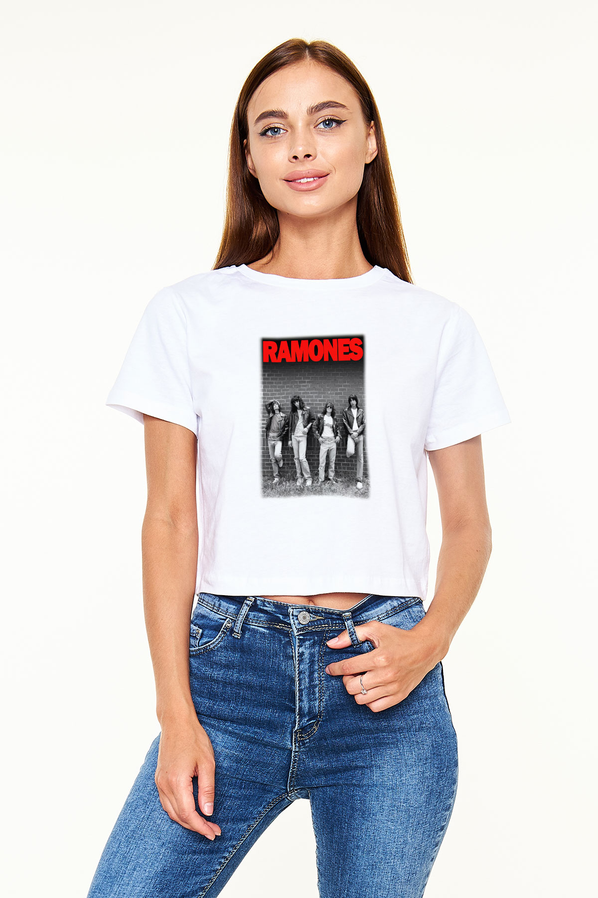 Ramones Beyaz Croptop Tişört