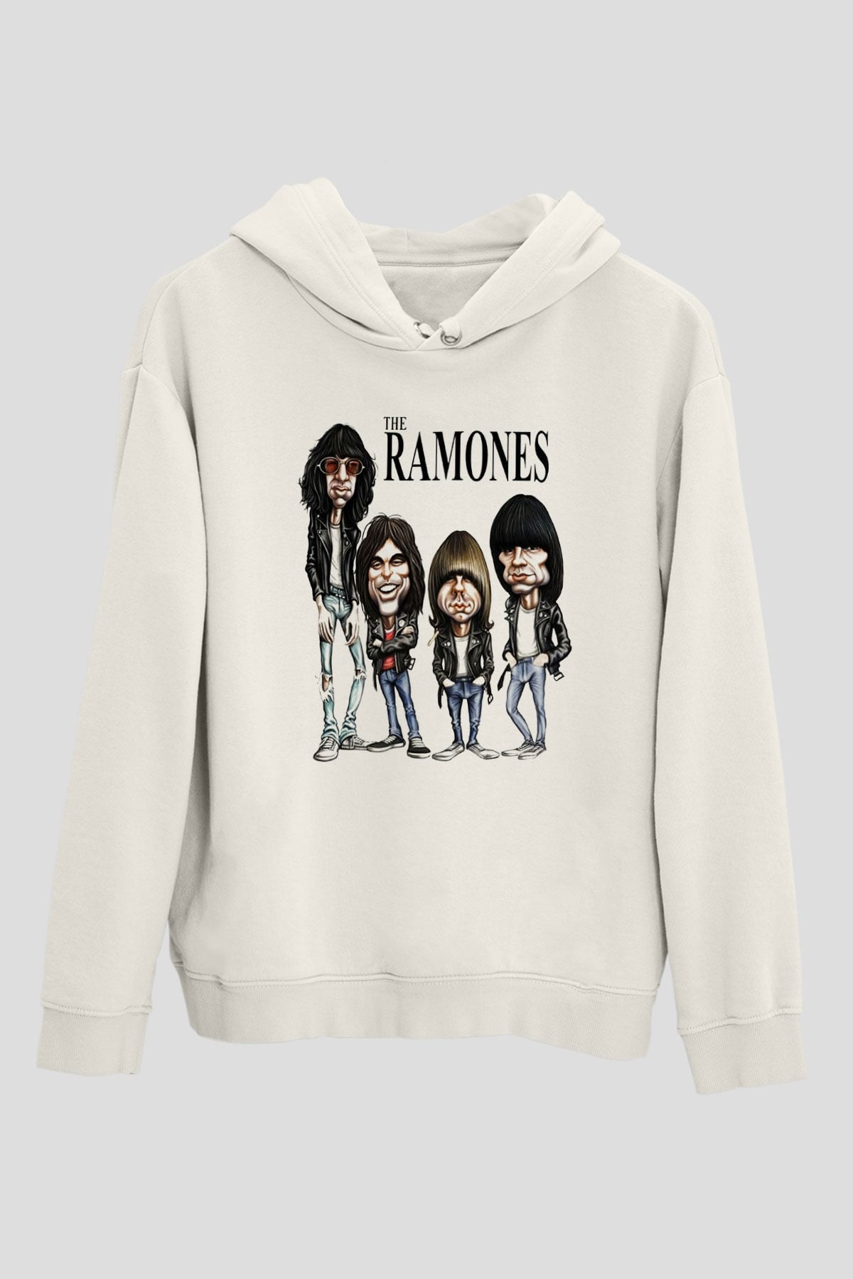 Ramones Beyaz Unisex Kapşonlu Sweatshirt