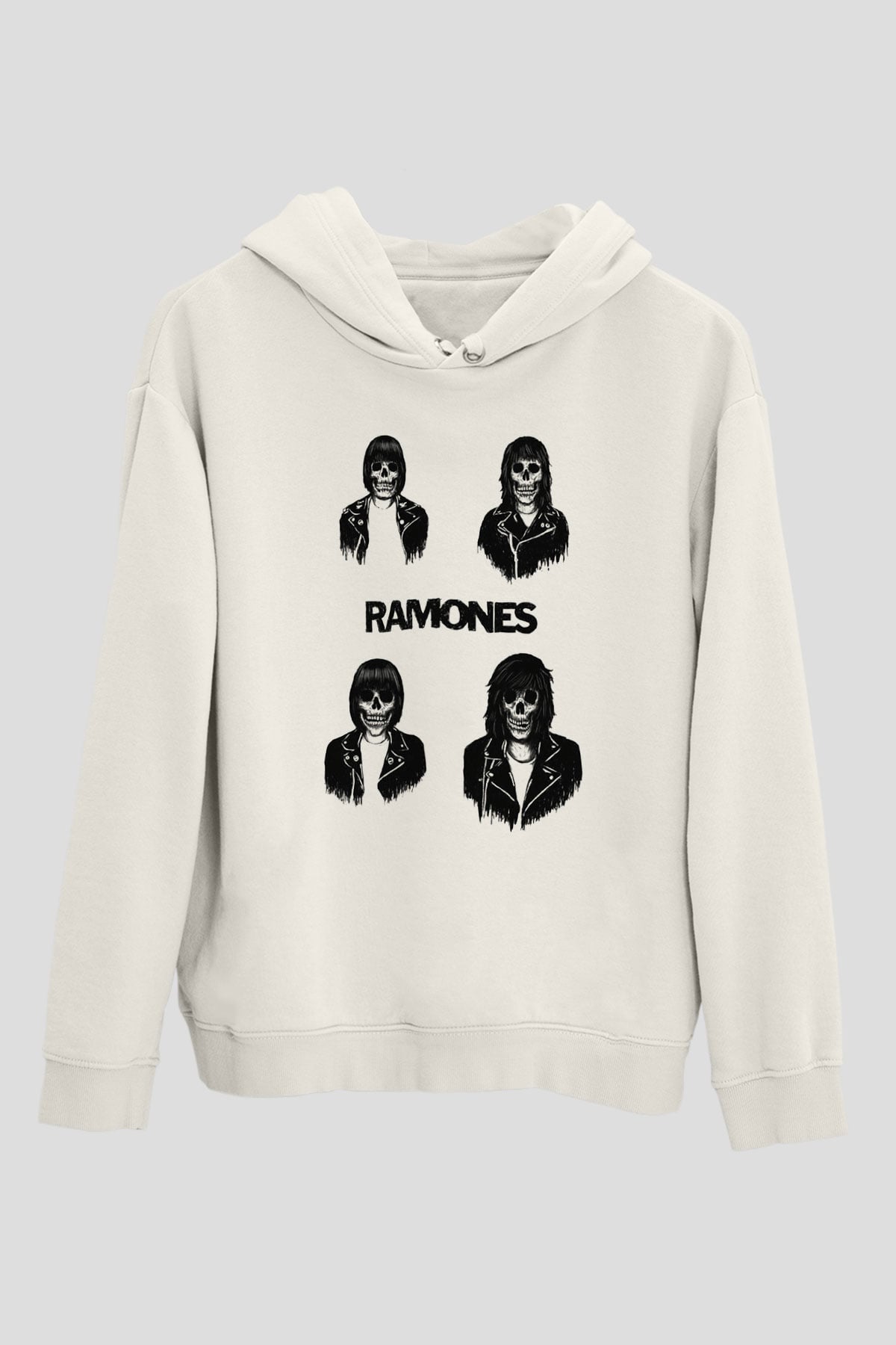 Ramones Beyaz Unisex Kapşonlu Sweatshirt