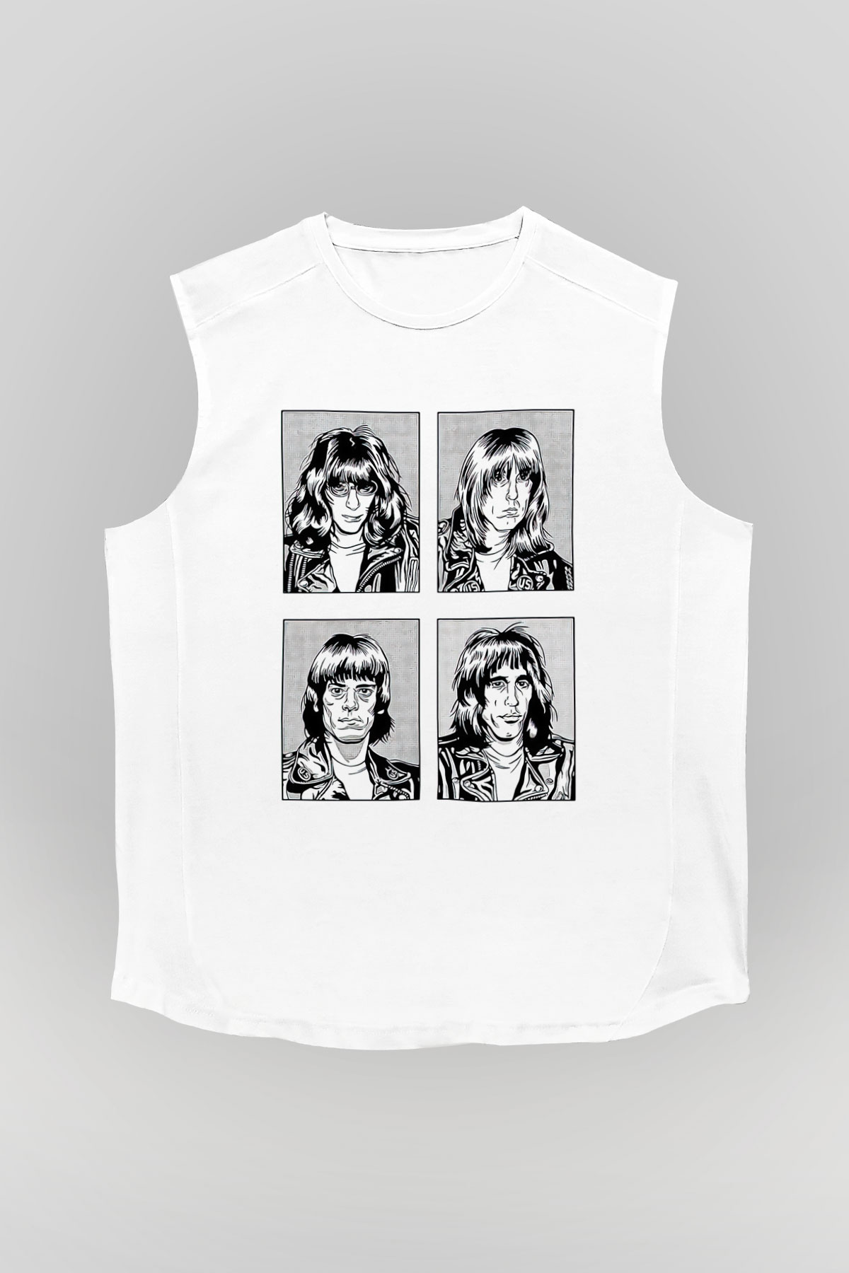 Ramones Beyaz Unisex Kolsuz Tişört