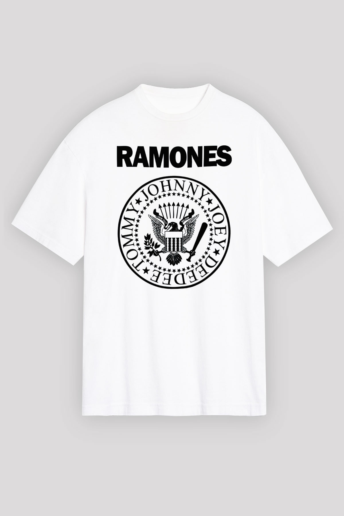 Ramones Beyaz Unisex Oversize Tişört T-Shirt