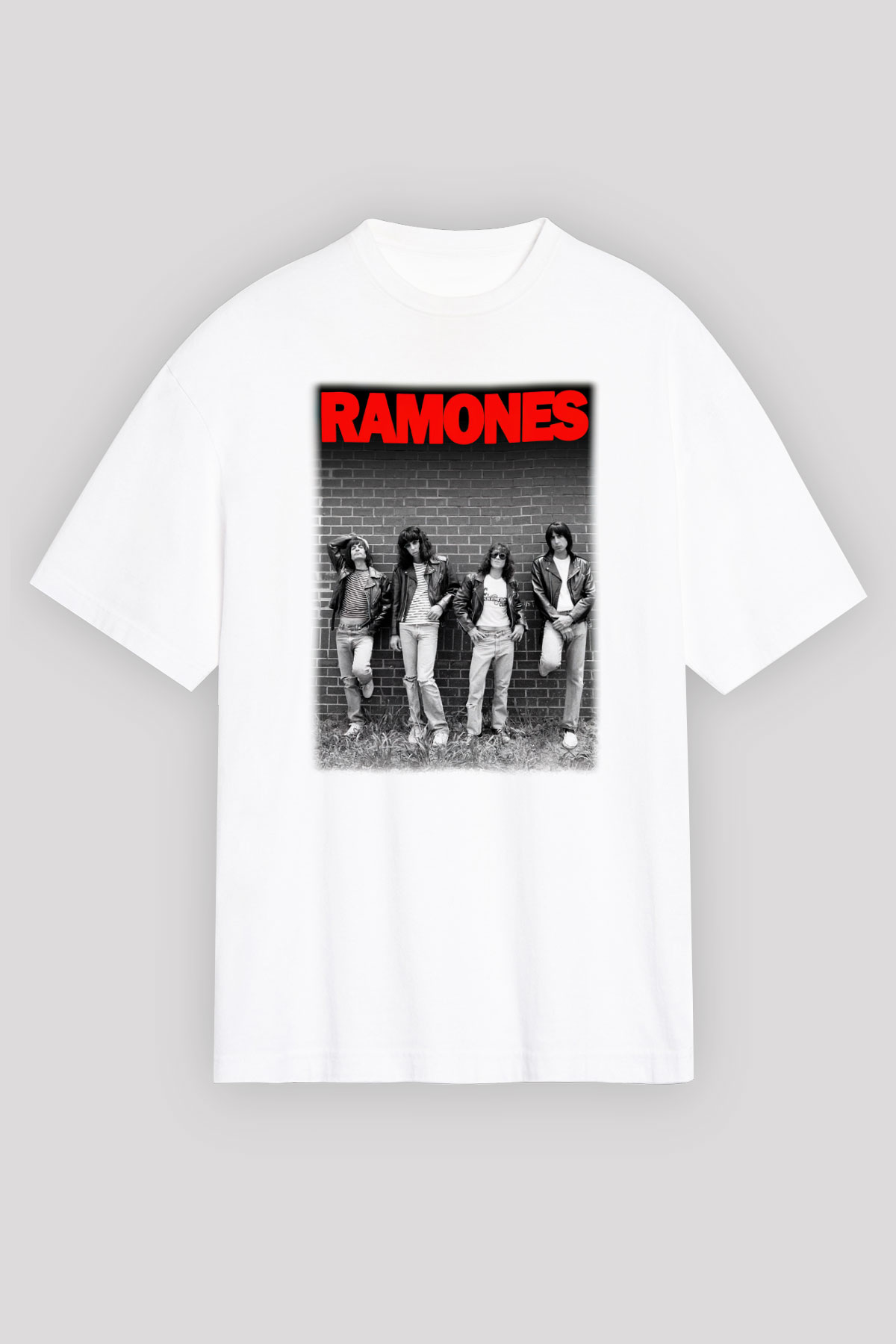 Ramones Beyaz Unisex Oversize Tişört T-Shirt