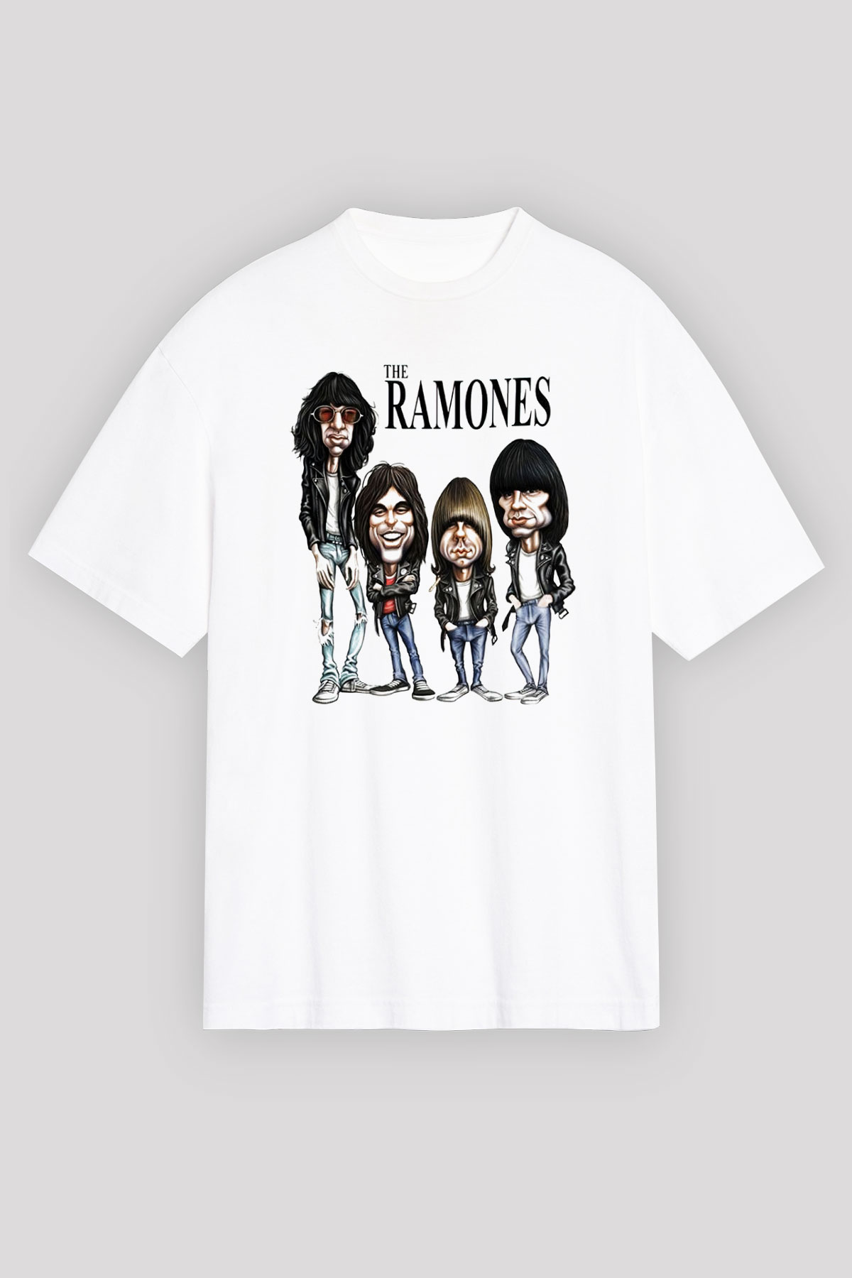 Ramones Beyaz Unisex Oversize Tişört T-Shirt
